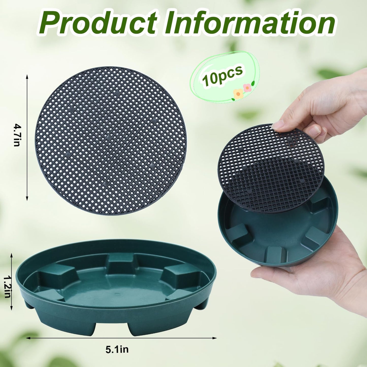 10 Set Invisble Hanging Basket Insert 5.1”Hang Basket Drip Pan Invisble Self Watering Planter Insert Plant Saucers Tray Plastic Water Catcher Tray Plant Auto Watering Devices For Hanging Basket