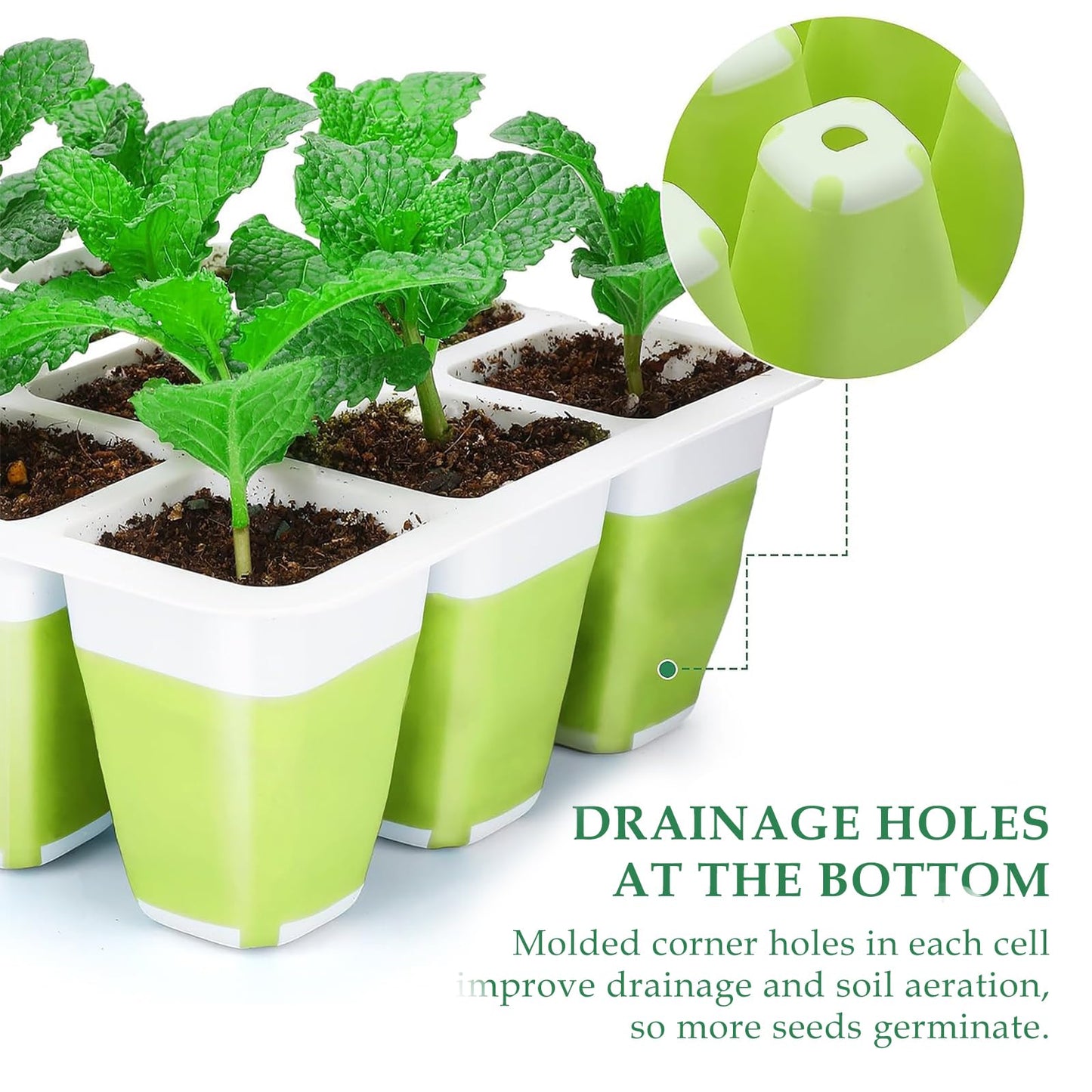 Ryscam 6pcs Reusable Seed Starter Kit, 72 Cells Seed Starter Trays, Silicone Seedling Starter Trays for Starting Plant Seeds with Flexible pop-Out Cells, Indoor Gardening Plant Germination Trays