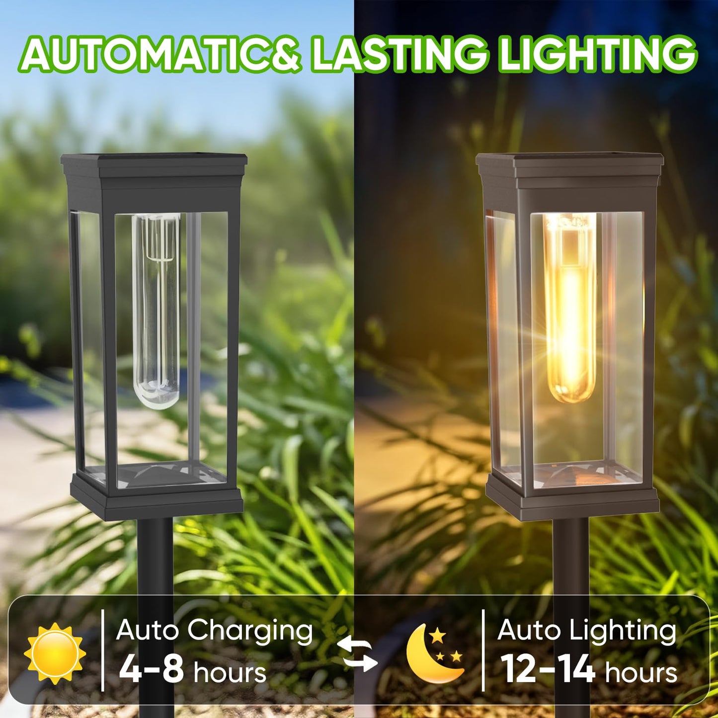 Yorezcop 8 Pack Solar Pathway Lights Outdoor,IP65 Waterproof - Bright Solar Lights Outdoor,Auto On/Off Pathway Lights Solar Powered,Solar Path Lights for Walkway Driveway Garden