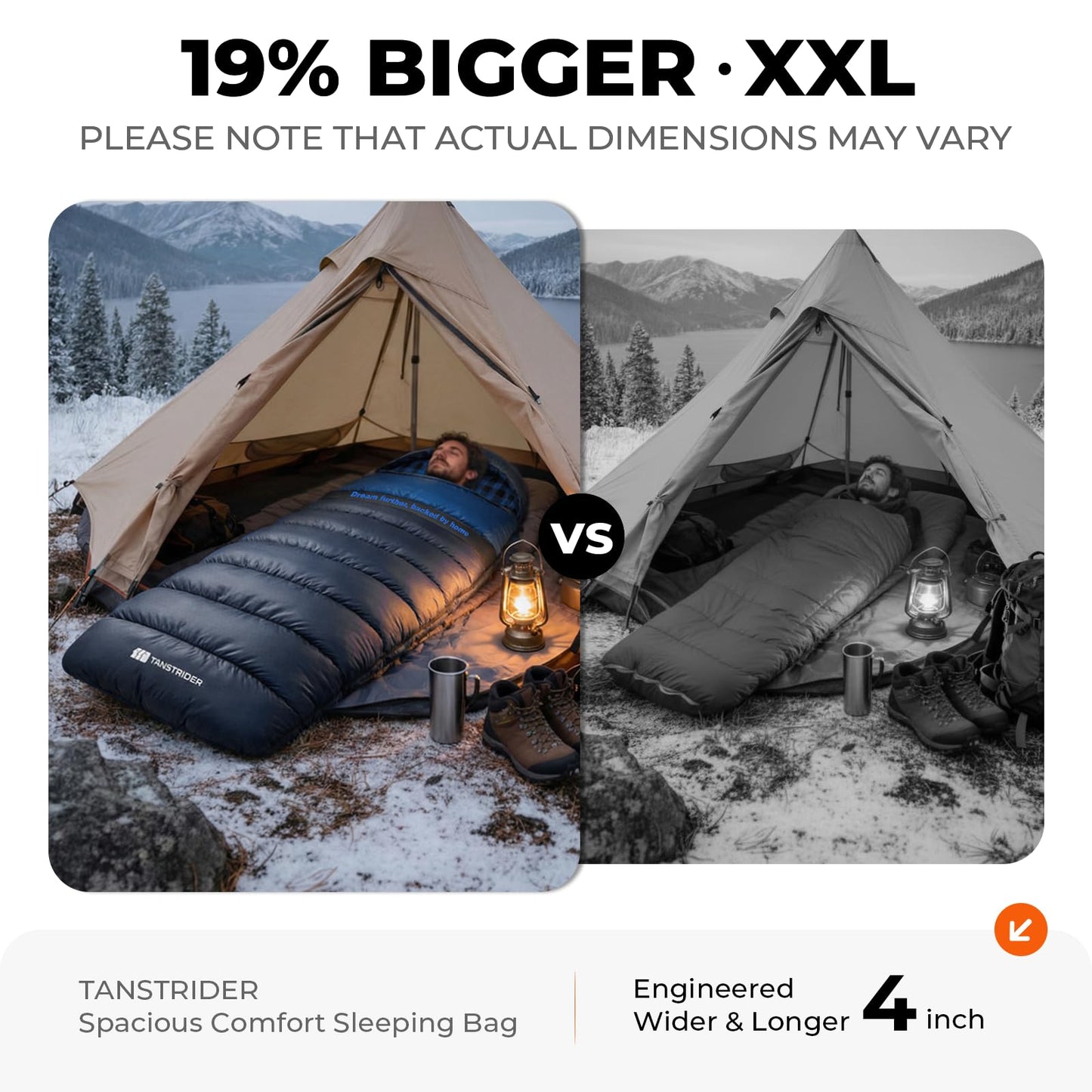 TANSTRIDER Cotton Flannel XXL Sleeping Bags for Adults Cold Weather Camping Sleeping Bag for Adults Kids Teens with Compression Sack,Camping Gear for Traveling,Hiking,Climbing,Outdoor,Indoor