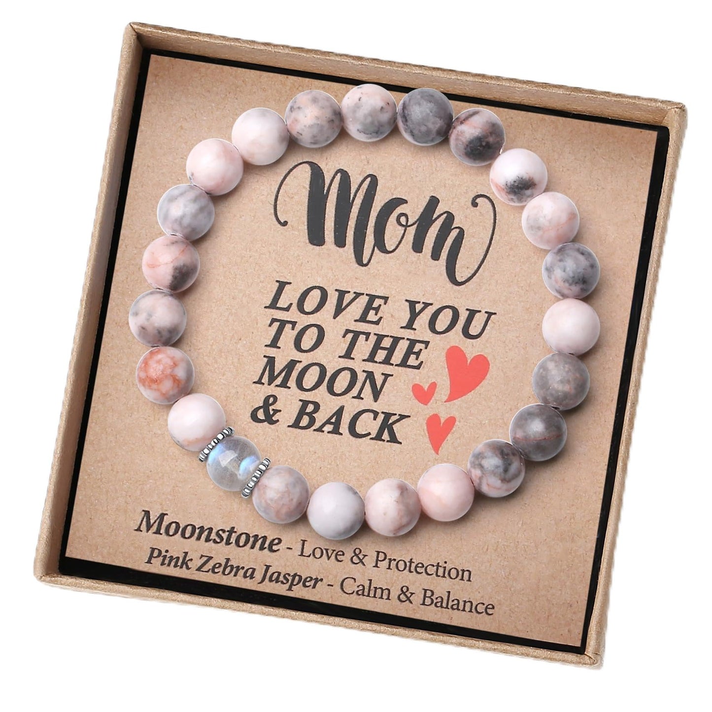 THEMEROL Mothers Day Gifts for Mom from Daughter Son Women Birthday Cards Great Presents Her Moonstone Bracelet Best Mama Personalized Unique Handmade Easter Stuffers Christmas Stocking Valentines