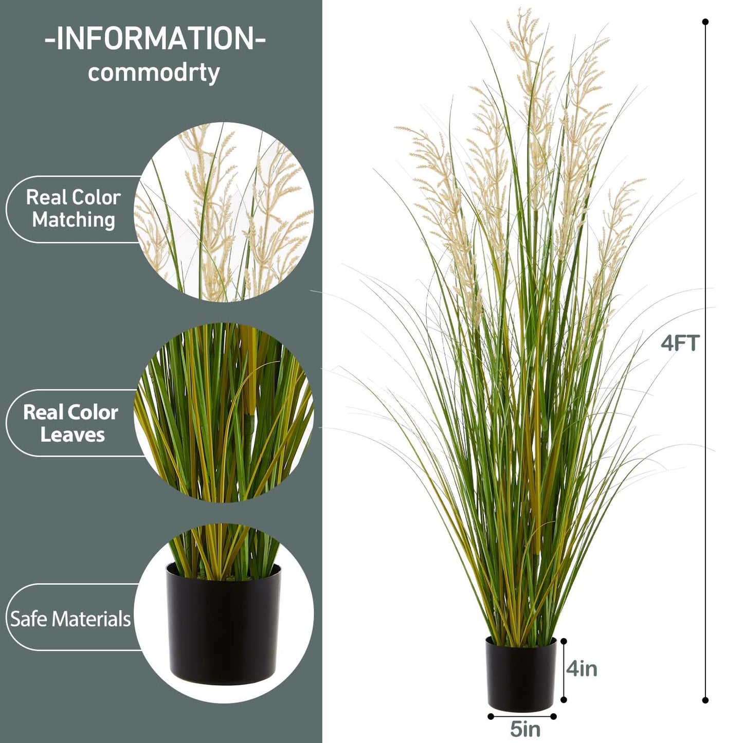 Haispring Artificial Plant, 47in Tall, 2pk Grass, Faux House Plants in Pot, Indoor Decorative Flowers &Greenery for Home and Office, Ideal Housewarming Gift