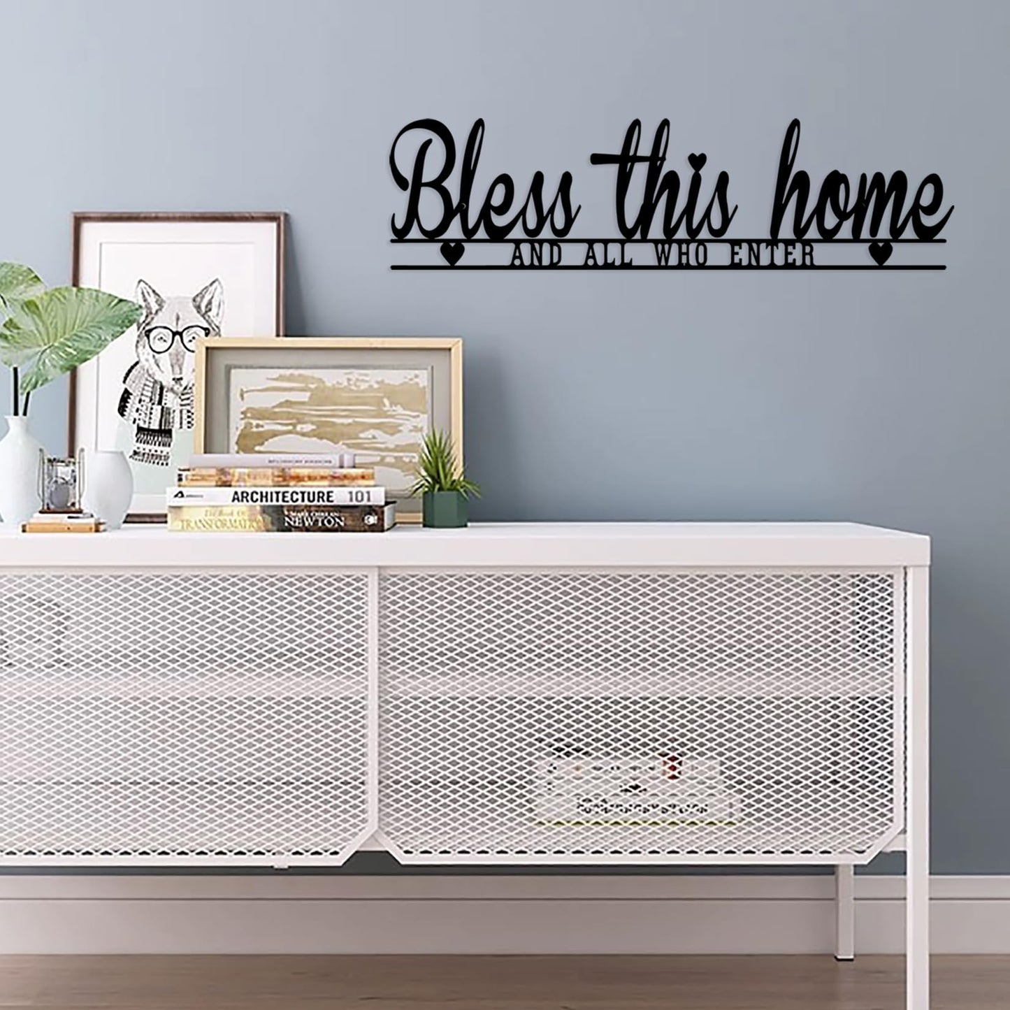 Bless This Home Wall Decor, Blessed Wall Decor, Black Metal Bless This Home Sign, Metal Wall Art Farmhouse Entryway Sculptures for Home Decor Inspirational Quotes, for Hallway, Kitchen, Living Room