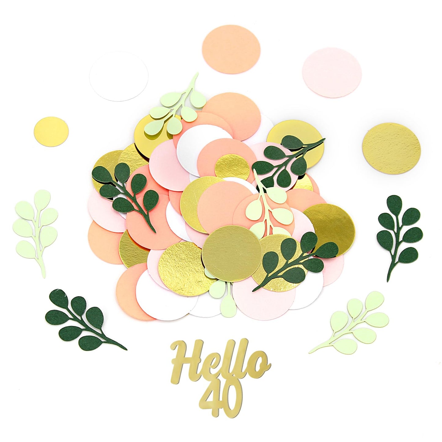 Vofrise 300PC 40TH Birthday Confetti for Table Pink and Sage Green Happy 40TH Birthday Decorations for Women Dots Hello 40 Confetti Scatters Forty Party Decor Supplies