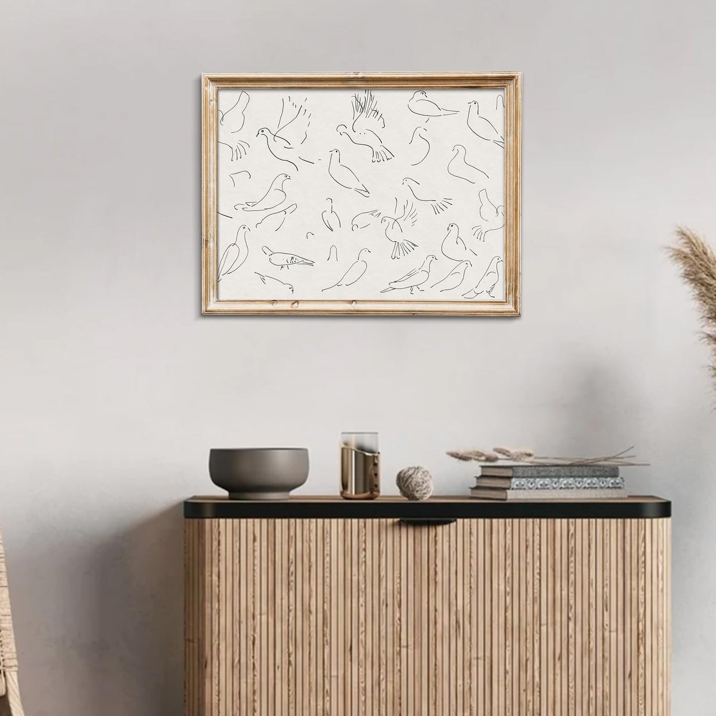 uniro Vintage Animal Drawing Birds Line Art Sketch Pigeon Wall Art Pencil Dove Poster Print Print and Poster Abstract Antique Aesthetic Minimalist Mid Century French Wall Art (8" x 10"-UNFRAMED)