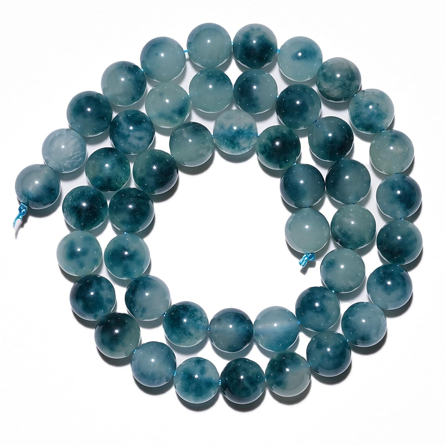 8mm Natural Aqua Blue Chalcedony Gemstone Beads Polished Round Smooth Stone Beads for Bracelets Jewelry Making 15inch Loose Beads