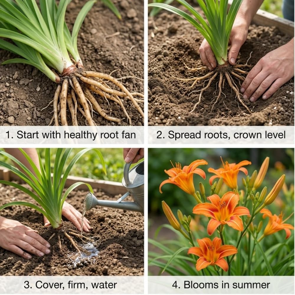 50 Wild Orange Daylily Live Roots, Hemerocallis Fulva, Vigorous Orange Flowering Perennial for Garden Borders