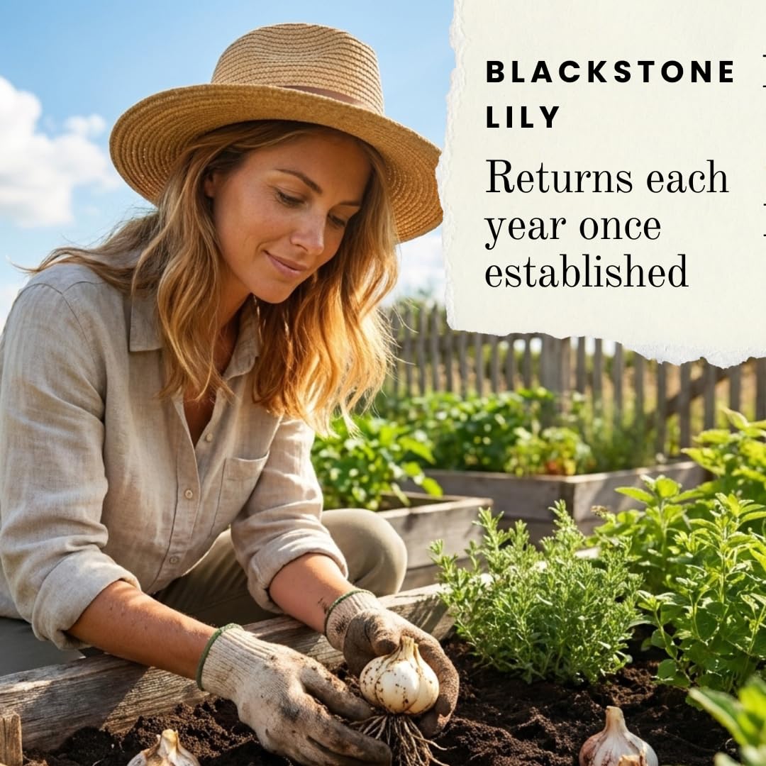 Blackstone Lily Bulbs for Planting – Deep Burgundy Black Asiatic Lily Flowers – Hardy Perennial Summer Blooms – Dramatic Garden Accent (5 Bulbs)
