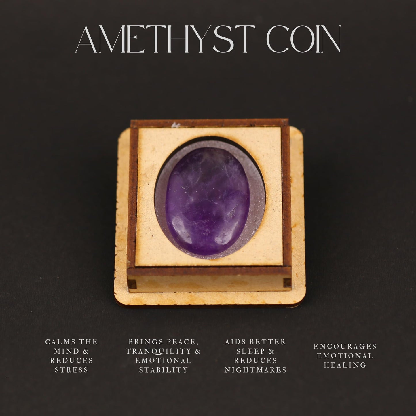 TRRYSTALS Natural Amethyst Zibu Coin | Spiritual Meditation Zibu Token | Gemstone Crystal Sacred Symbol Stone for Mindfulness Decor, Collectible Stone,Meditation Accessory