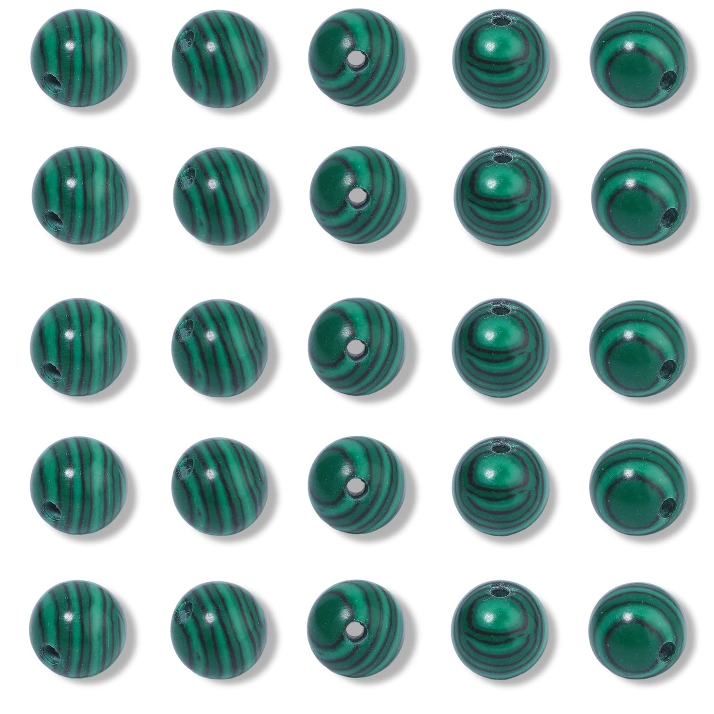NITOPUPU 100Pcs 8mm Smooth Malachite Beads for Jewelry Making, Natural Round Loose Gemstone Stone Bead for Necklace Bracelets, Crafts for Adults with Crystal Stretch Cord