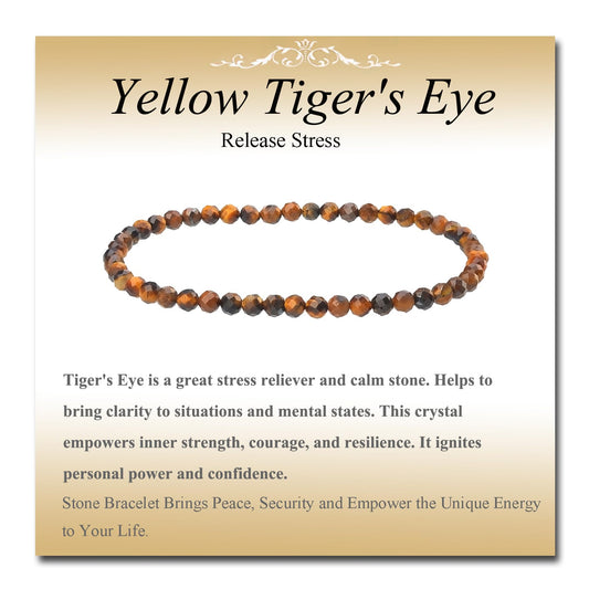 MASSIVE BEADS Natural Genuine Gemstone Beads Healing Crystal Chakra Reiki Jewelry Faceted Round Beads Bracelets (Yellow Tiger's Eye, 3mm)