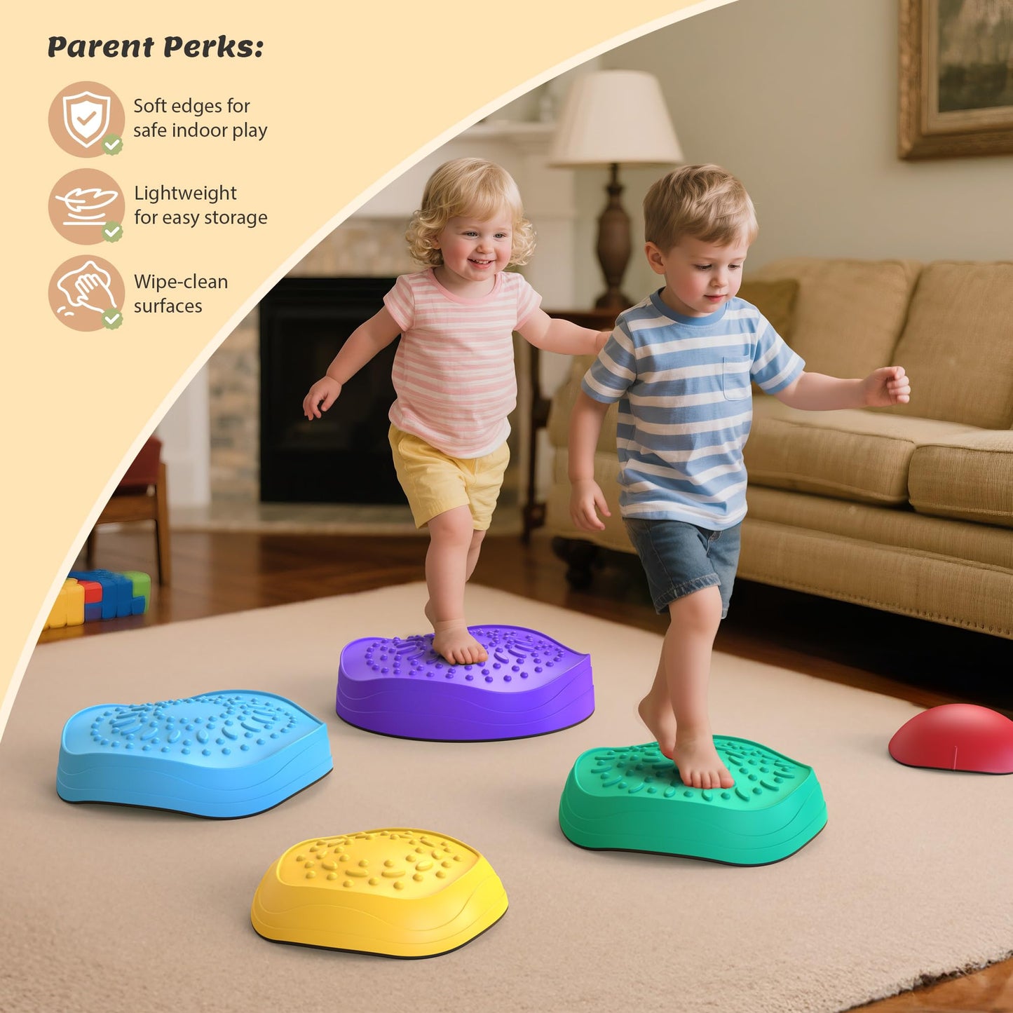 Stepping Stones, 5pcs Non-Slip Stepping Stone, Sensory Stepping Stones for Coordination Skills & Promoting Balance, Balance Outdoor Indoor
