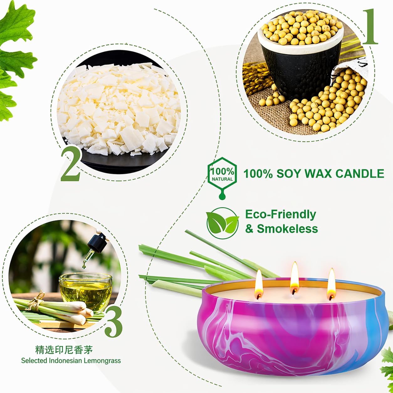 55oz Large Citronella Candles Outdoor,Soy Wax Tin Candles for Patio 3 Wick Up to 270 Hours Burning,Scented Jar Candle for Home,Lemongrass Candle Bulk for Outside Patio Garden Balcony Camping BBQ
