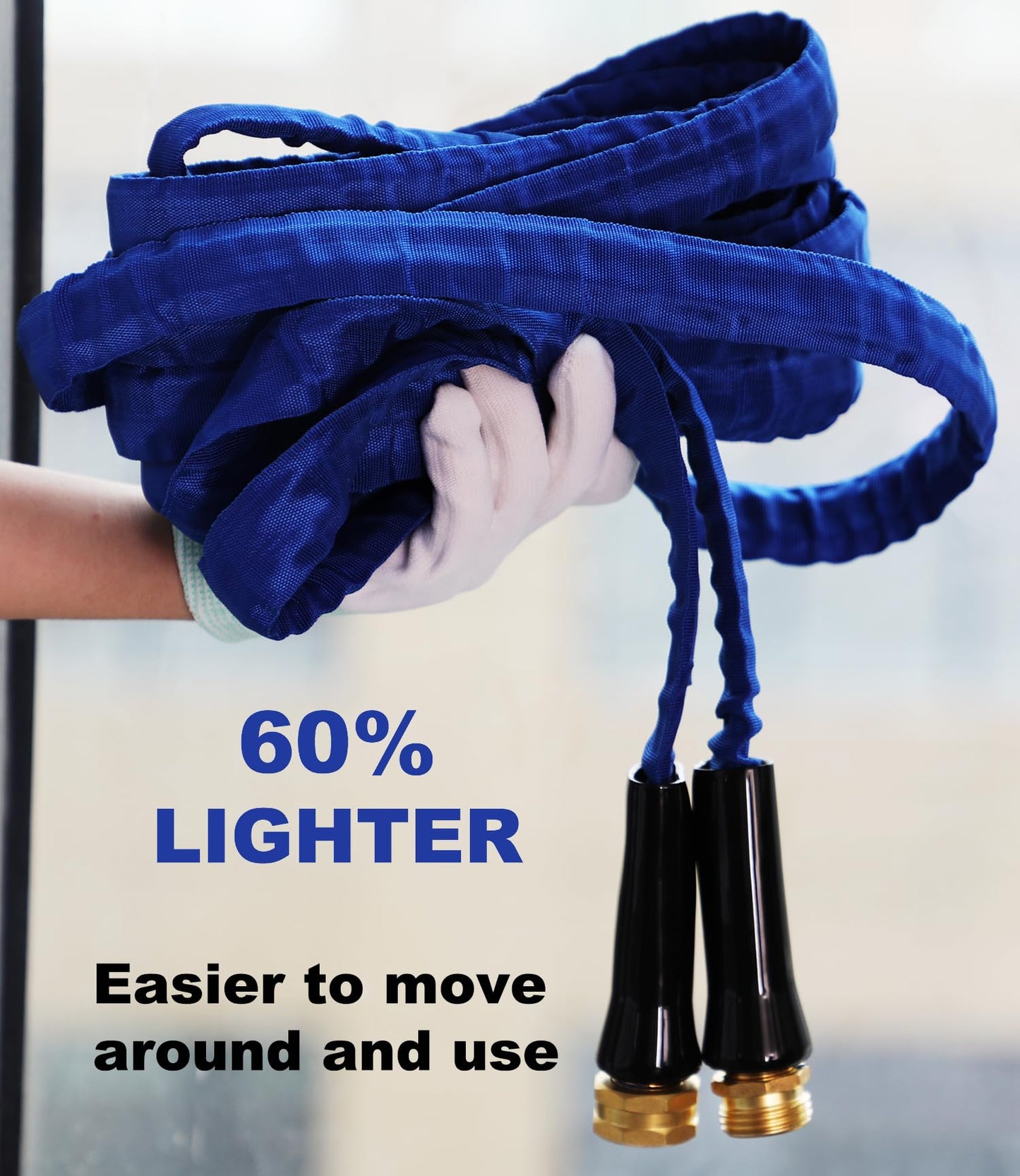 YOTOO Garden Hose 50 FT, Lightweight, Durable, Flexible, Non-Expanding, Kink-Free Water Hose with Solid Brass Fittings for Outdoor, Watering flants and flowers, Car Wash