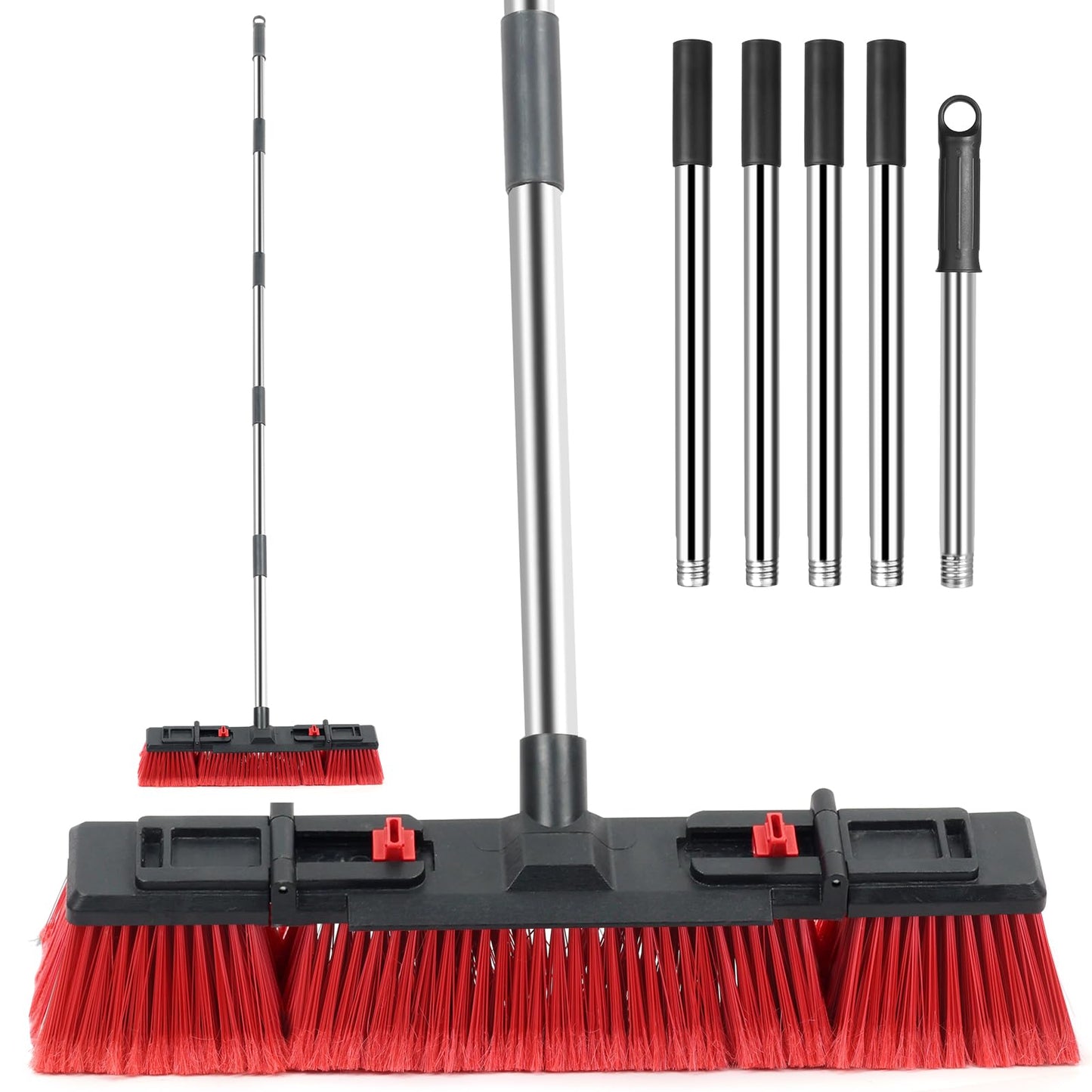 Outdoor & Commercial Heavy-Duty Push Broom with 70" Adjustable Handle – Ideal for Industrial Use Heavy Duty Durable for Garage Driveway and Sidewalk Cleaning
