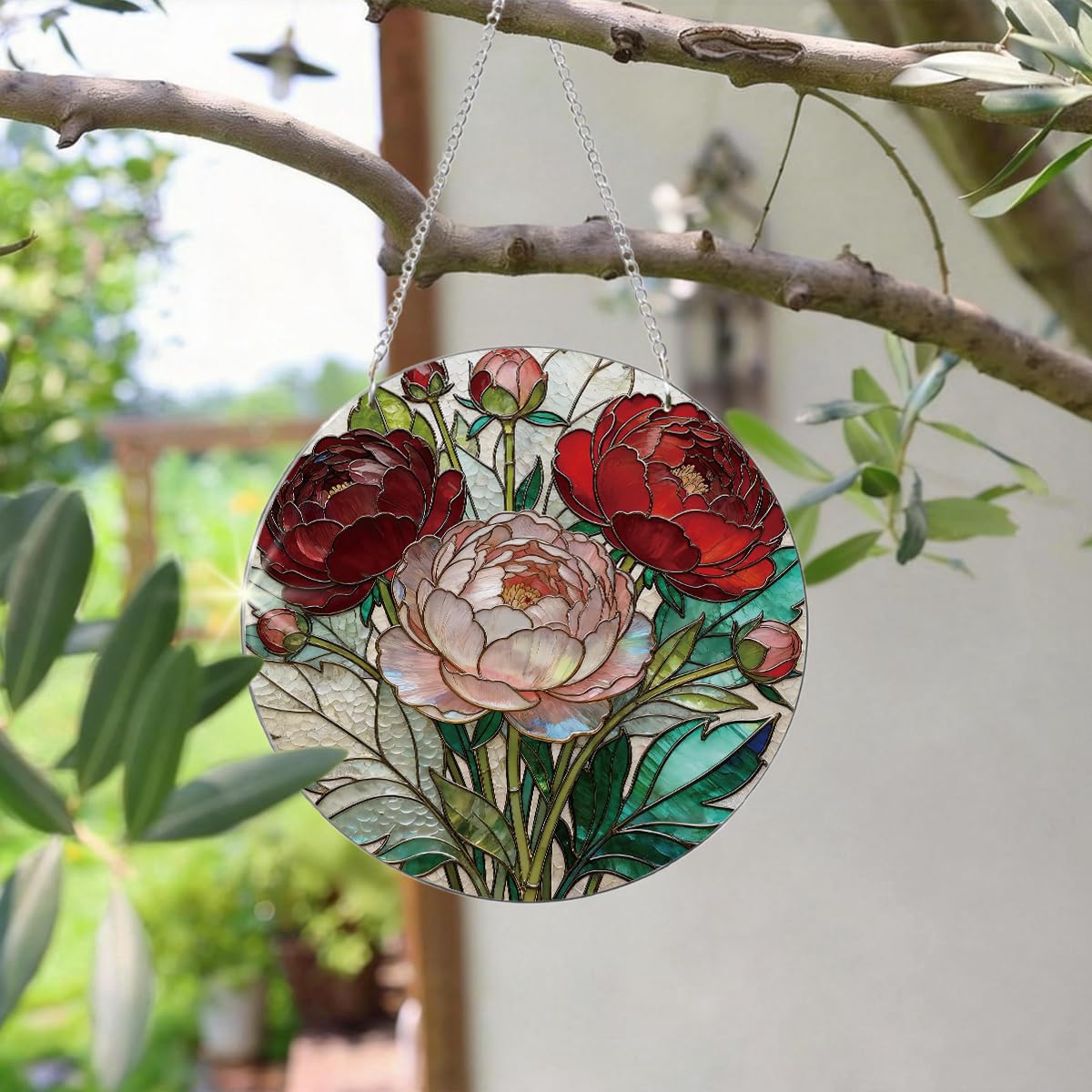 Flower Window Decor, Acrylic Hanging Suncatcher, Indoor Window Wall Art, Home Garden Decorations, Valentines Day Decor Ornaments, Floral Botanical Lover Gift