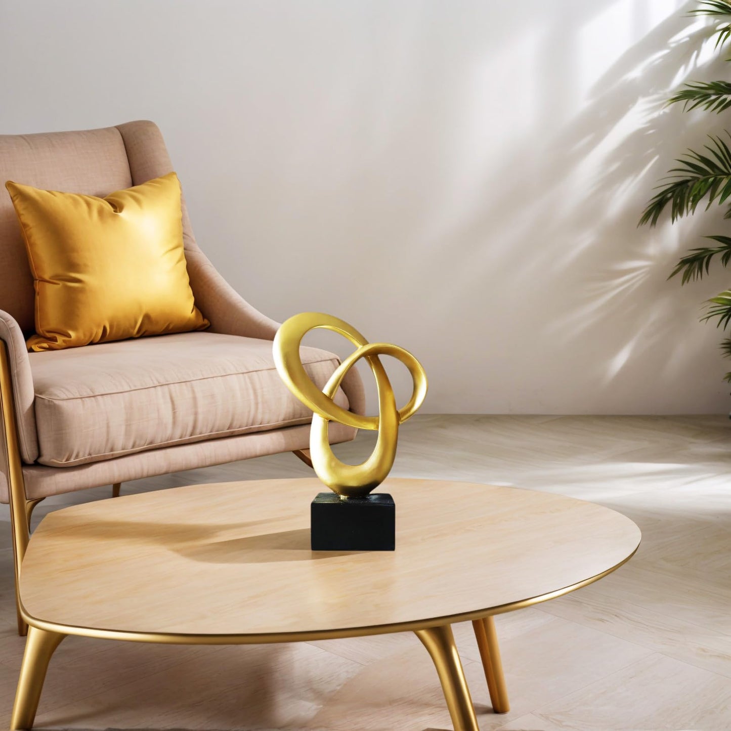 Dosker Knot Decor Mobius Stripe Statue,Modern Abstract Sculpture for Home Decor,Coffee Table Decor for Living Room,Office(Gold)