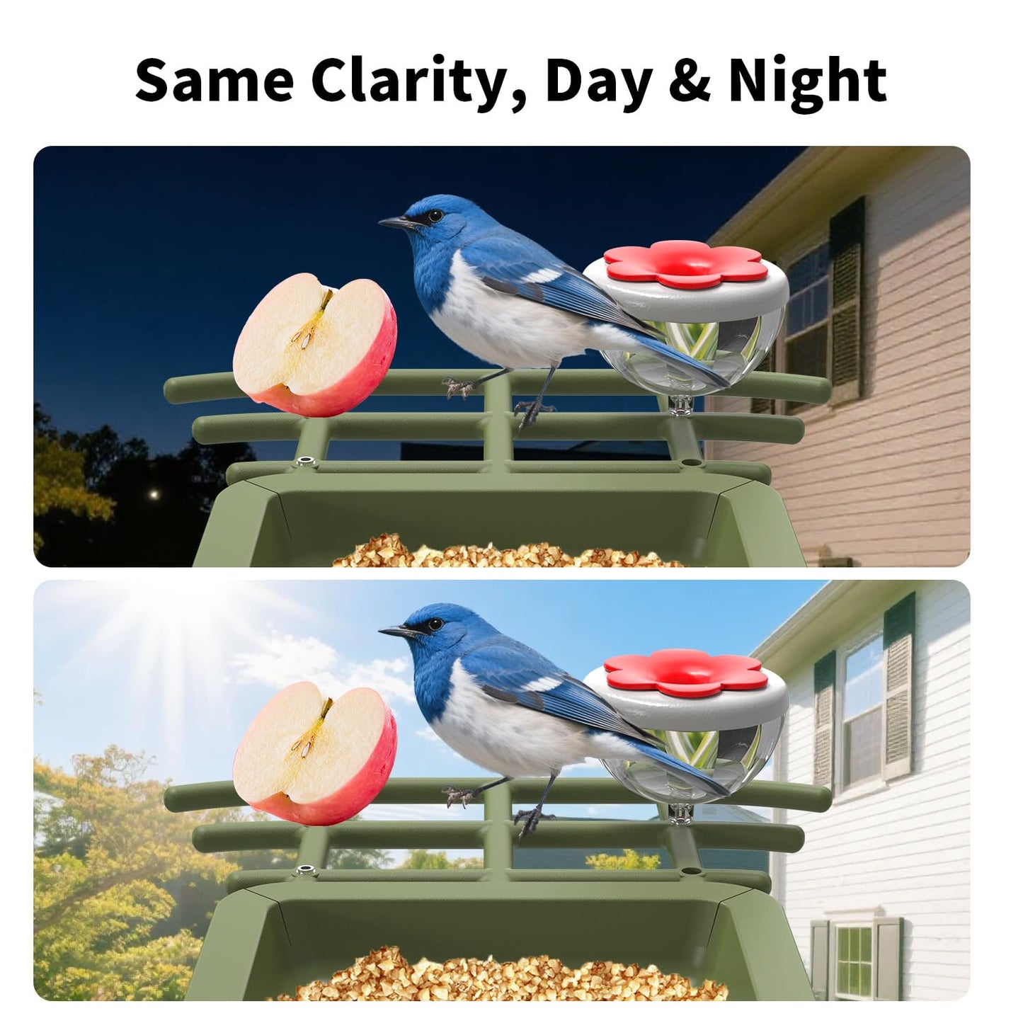 cbeyook Smart Bird Feeder Camera with AI Species Identifier | Solar Powered, 2.5K HD Video, Motion Alerts - Outdoor Garden & Birdwatching Gift