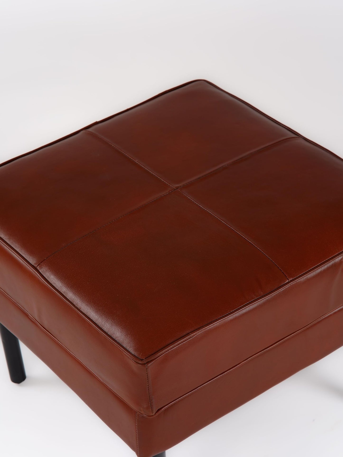BBHHOMES Handmade Eco-Friendly Geometric Buffalo Leather Ottomon Stool Brown Color Square 24" x 24" x 18" Ottomon Stool (Knock Down) for Living Room, Bedroom Seating