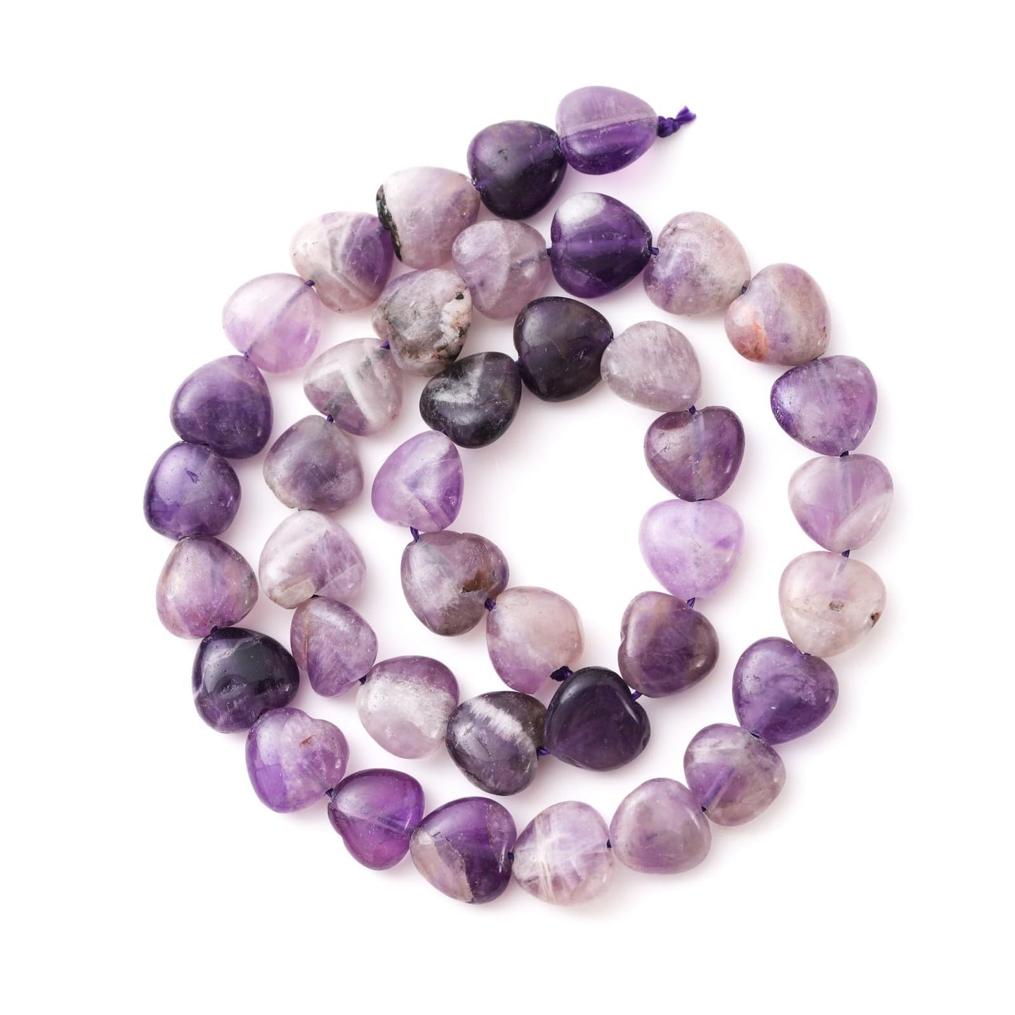 Natural Heart Shaped Amethyst Stone Beads 10mm Loose Crystal Healing Beads for DIY Necklace Bracelet Making Gemstone Craft Supplies