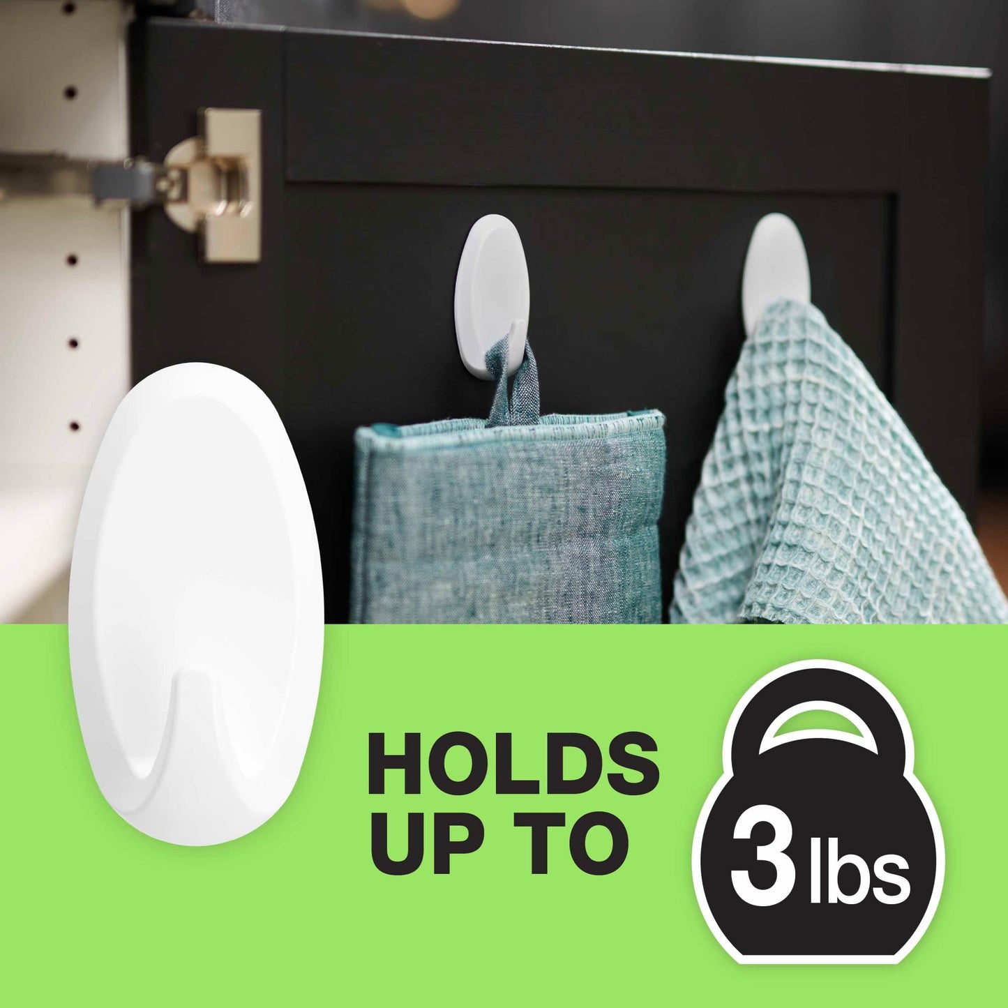FrogTape reMOVEables Heavy Duty Wall Hooks - 8 Hooks and 12 Strips - Holds up to 3 lbs - No Damage - Easy to Remove & Reuse - Medium Wall Hook with Adhesive Strips - White (Pack of 8)