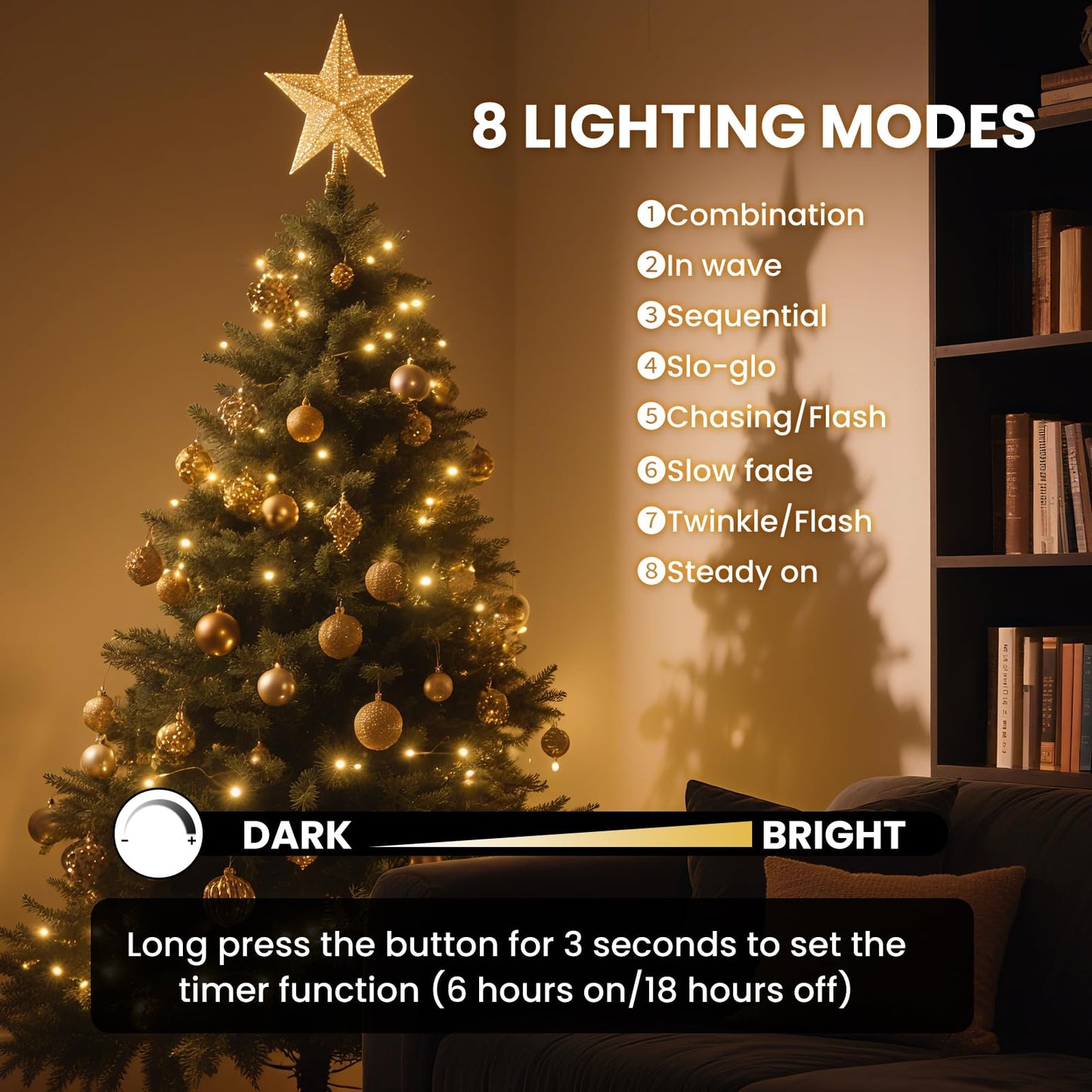 Dailyart Fairy Lights Plug in, 500 Led with Remote 42Ft Small Warm String Lights with Timer Long Twinkle Waterproof String Fairy Lights for Bedroom Outdoor Indoor Decor,Gold Wire