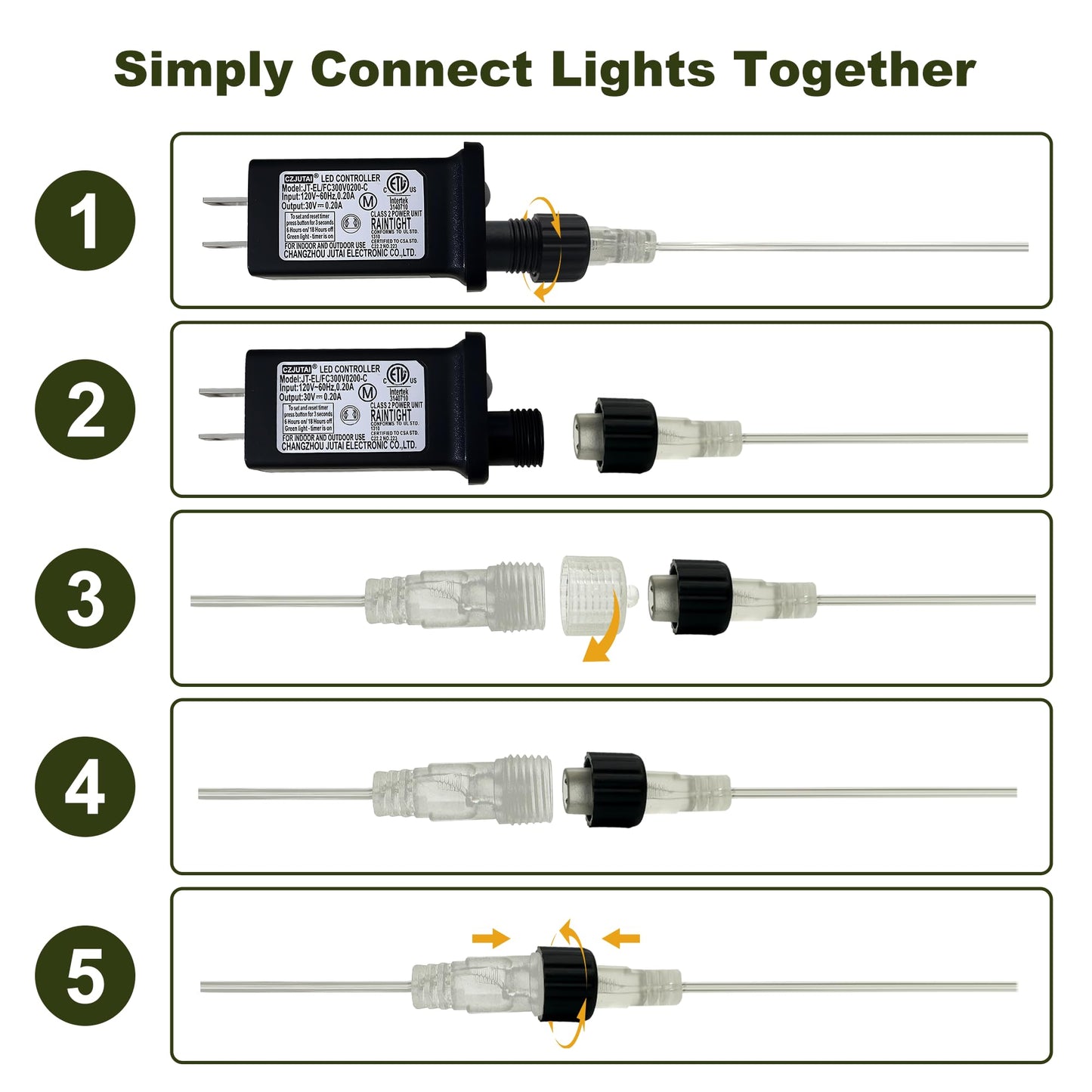 2-Pack Connectable 210FT 600LED Christmas String Lights Waterproof, Twinkle Lights with 8 Modes, Bright Indoor String Lights, String Lights Outdoor Green Wire for Holiday Party Christmas Decorations