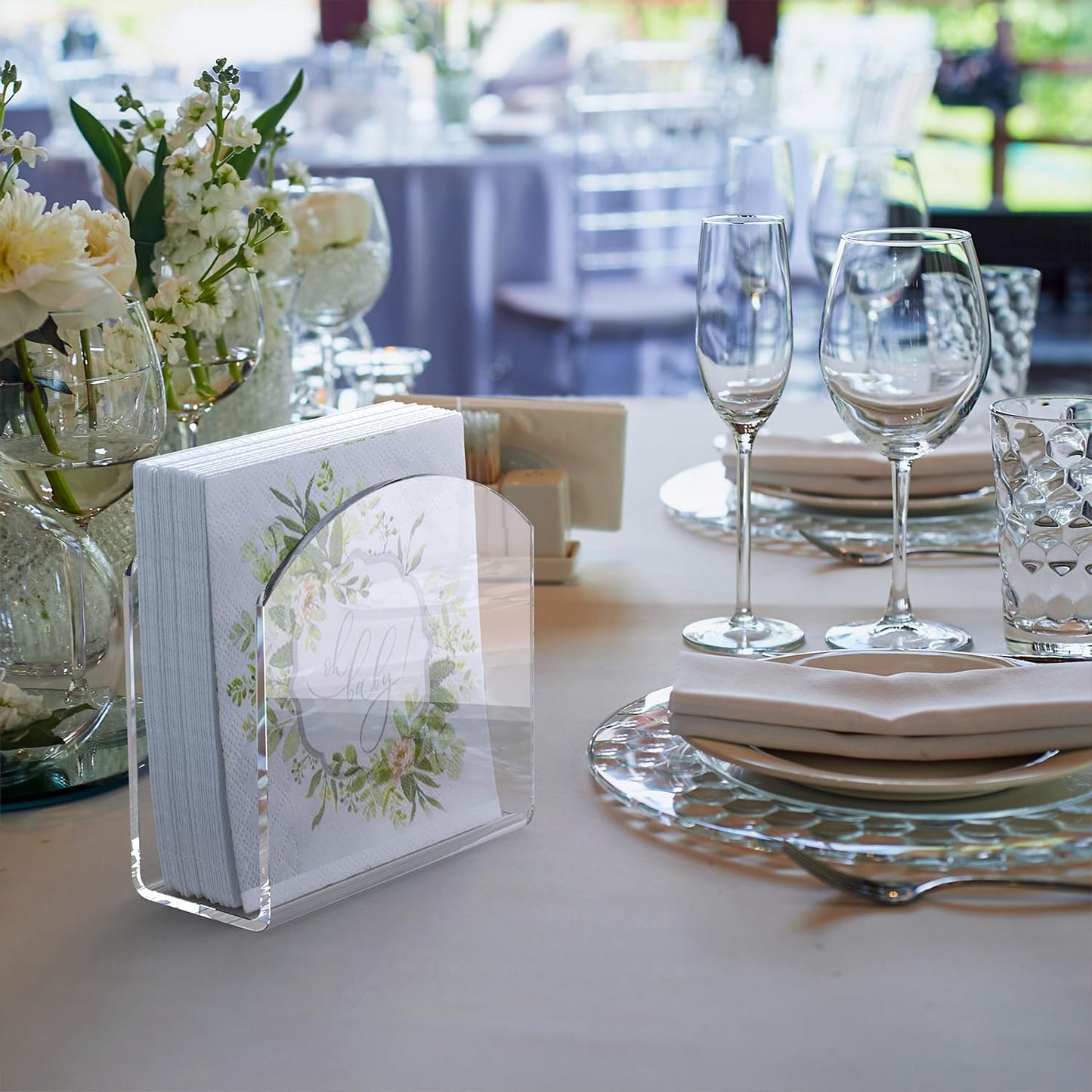 PITBVO Napkin Holder, 2 Pack Clear Acrylic Napkin Tissue Holder for Table,Tissue Paper Cocktail Napkin Holder for Kitchen, Dinner Napkin Dispenser for Bar, Restaurant