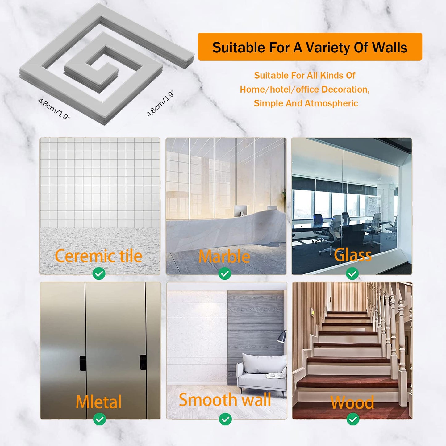 100 Pieces Removable Acrylic Mirror Setting, Mirror Tiles Wall Sticker Decal,Mirror Wall Stickers for Home Living Room Bedroom Decor,Room Decor Aesthetic(Silver)