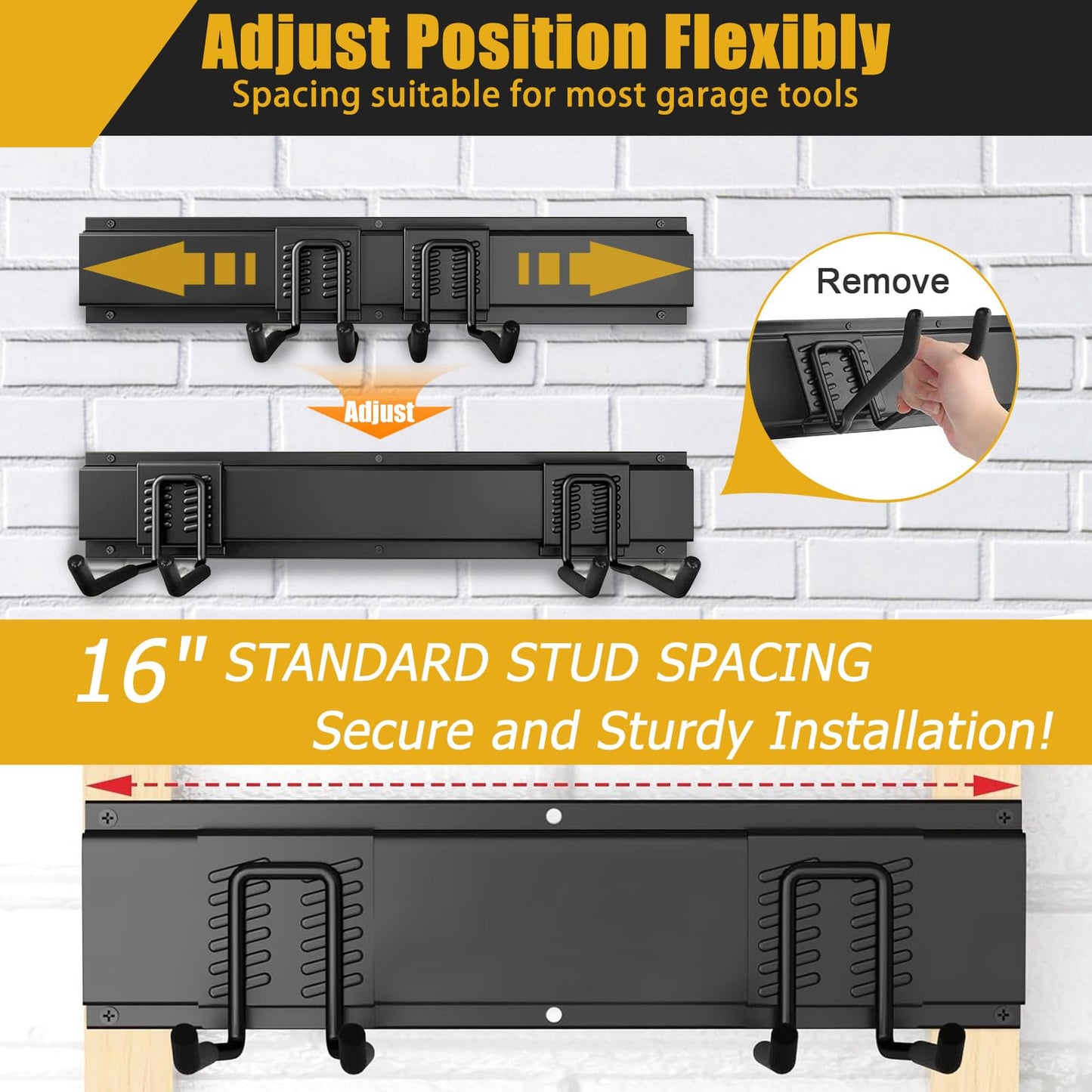 KOFANI Heavy Duty Garage Wall Organizer with 700LB Capacity, 48Inch Garage Tool Organizer Wall Mount and Garden Tool Organizer with Adjustable Tool Rack for Garage Shed Yard Storage