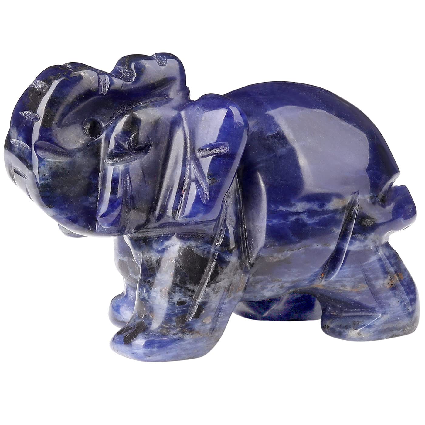 YATOJUZI 2" Blue Solidate Elephant Decor Cute Polished Natural Stone Hand Carved Pink Healing Crystal Sculpture Statue Figurines Gemstone Hippie Home Room Office Desk Decoration Gifts for Women Men