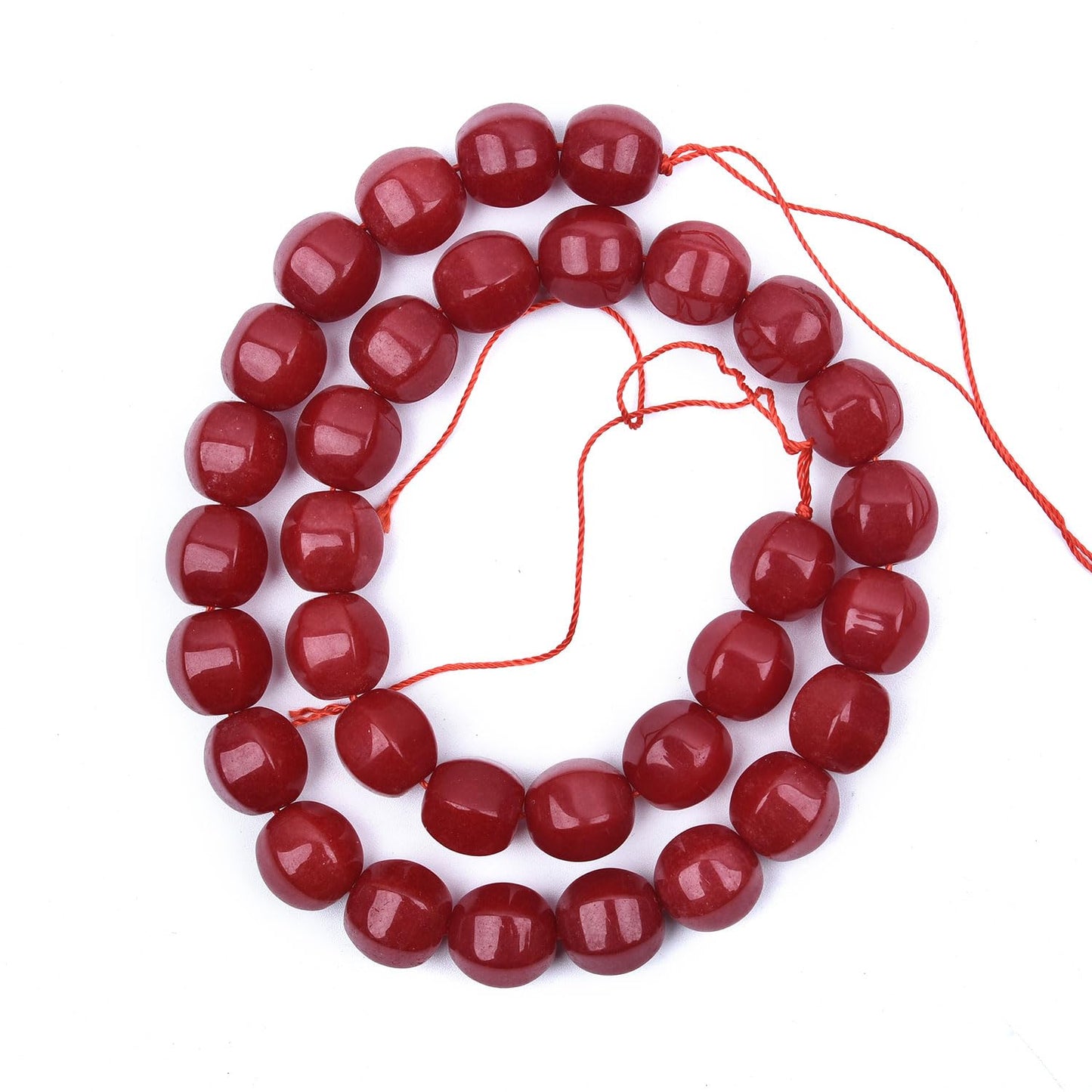 HAAMIIQII 12mm Red Jade Polygon Shape Stone Spacer Beads, Loose Gemstone Beads for Jewelry Making, DIY Bracelet, Necklace, Healing Crystal 15 Inch (30pcs)