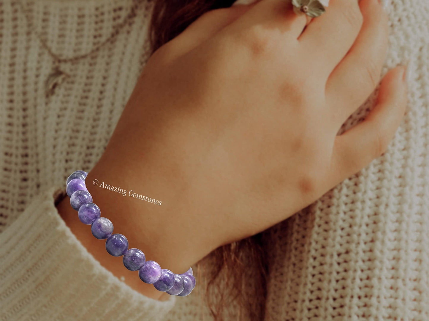 Amazing Gemstone Crystal Bracelet for Women Men's Gifts - Protection Healing Crystal Bracelet - 8mm Gemstone Beaded Stretchable Bracelet Pulseras Para Hombres Mujer Stocking Stuffers Mothers Day Gift (Lepidolite)