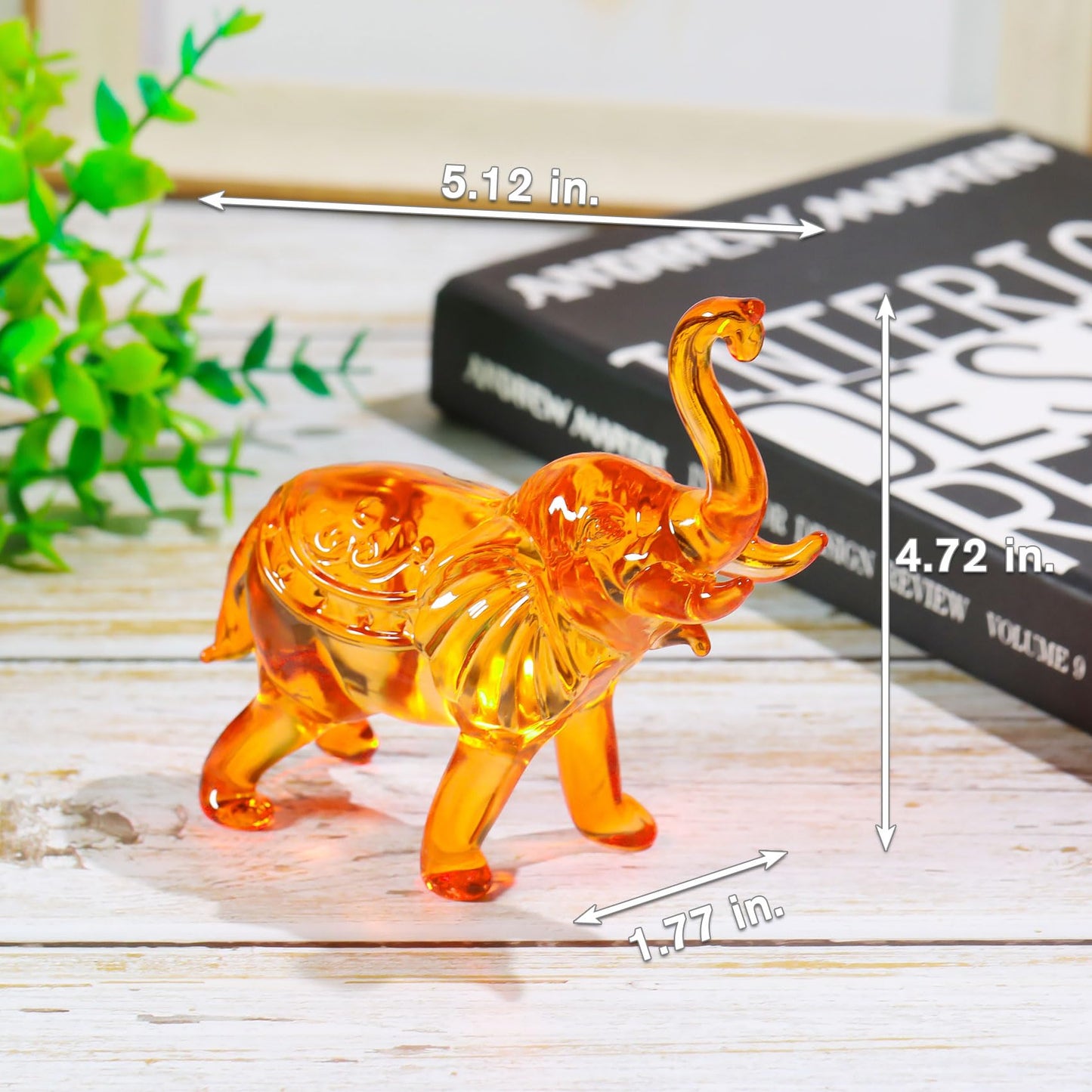 YWHL Amber Crystal Elephant Figurine Gifts for Women, Handmade Glass Statue Decor Gift for Elephant Lovers, Art Crystal Animals Figurines Collectible for Home Decoration