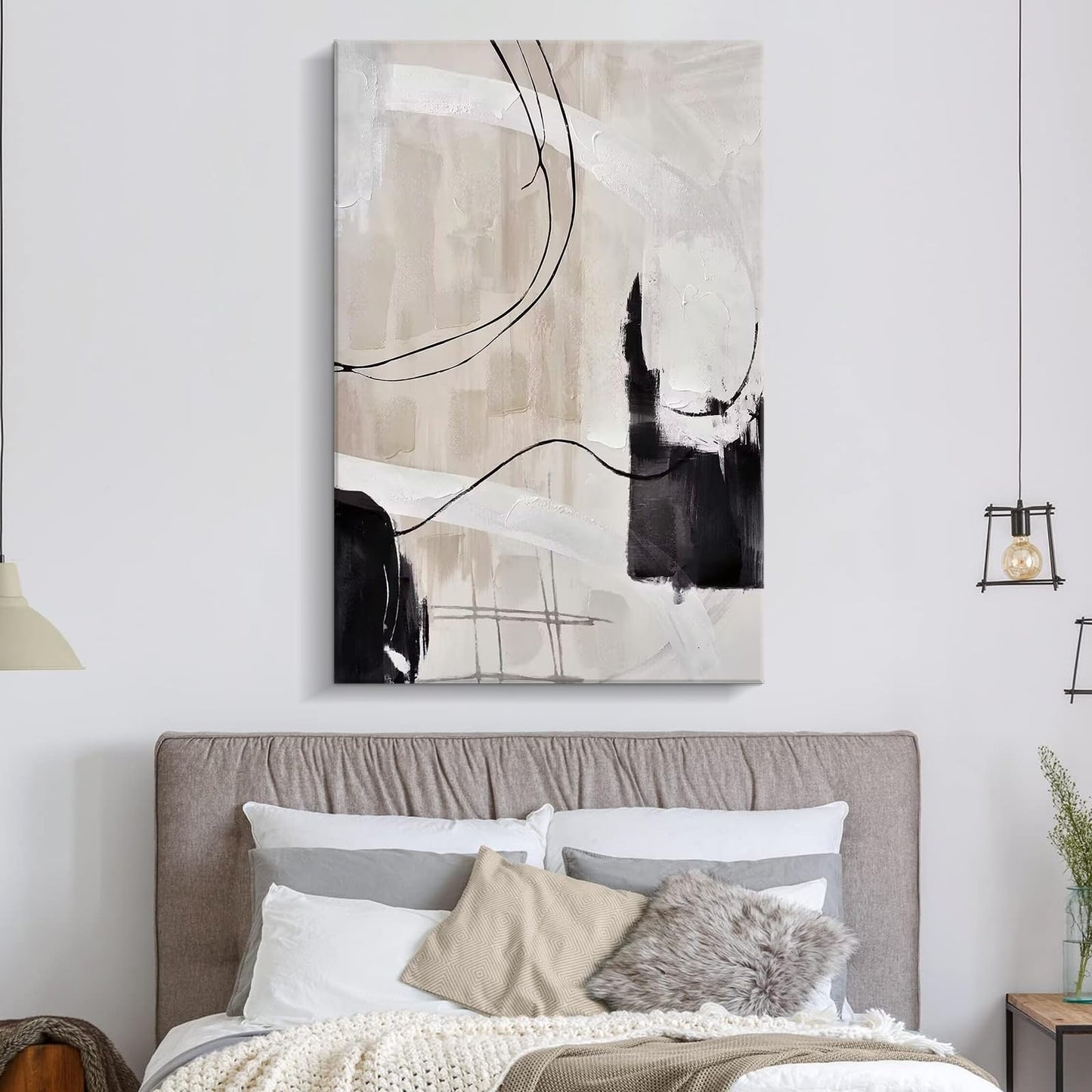 Creoate Abstract Canvas Wall Art, Hand Painted Textured Painting Artwork for Living room, Bedroom 31.5x47.2 Inch