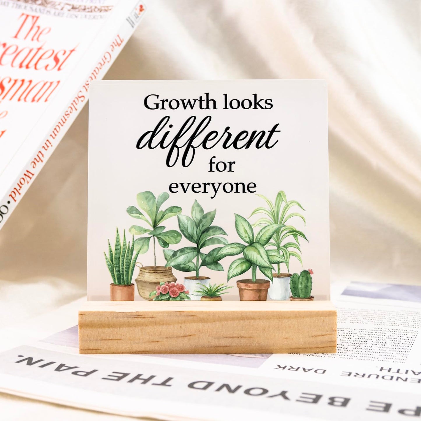 Motivational Acrylic Office Decor For Women Man Cute Plant Flower Desk Decor Sign Classroom Decorations Retirement Gift Green Desk Accessories For Farmhouse Home Bedroom