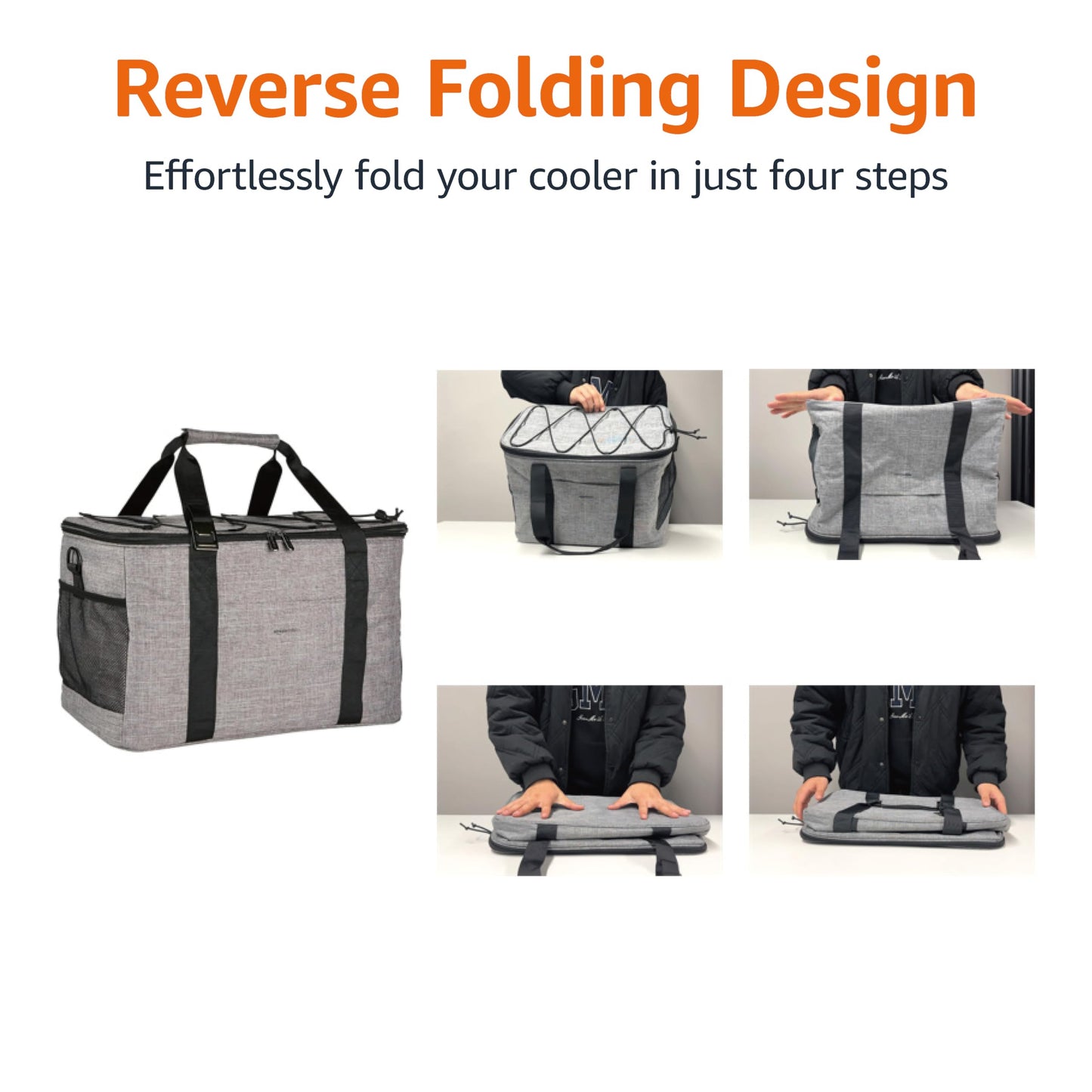 Amazon Basics Soft Insulated Leak-Proof Cooler Bag, Reusable, Portable, Keeps Cold, 50 Can Capacity, Gray