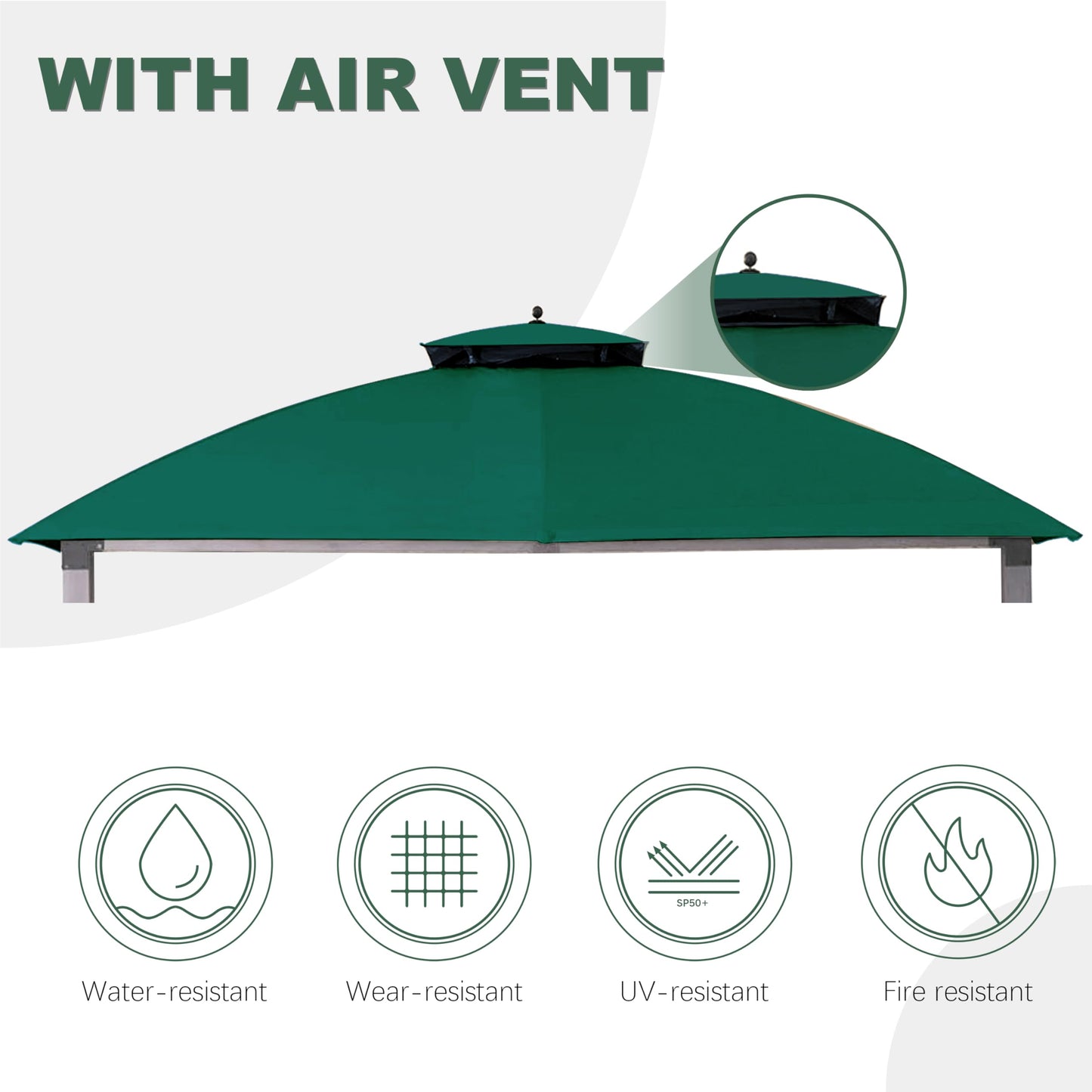 JANCANOPY 10X12 Replacement Gazebo Top for Eagle Brooke Gazebo Model A101007600, A101007603, A101007604, (Forest Green)