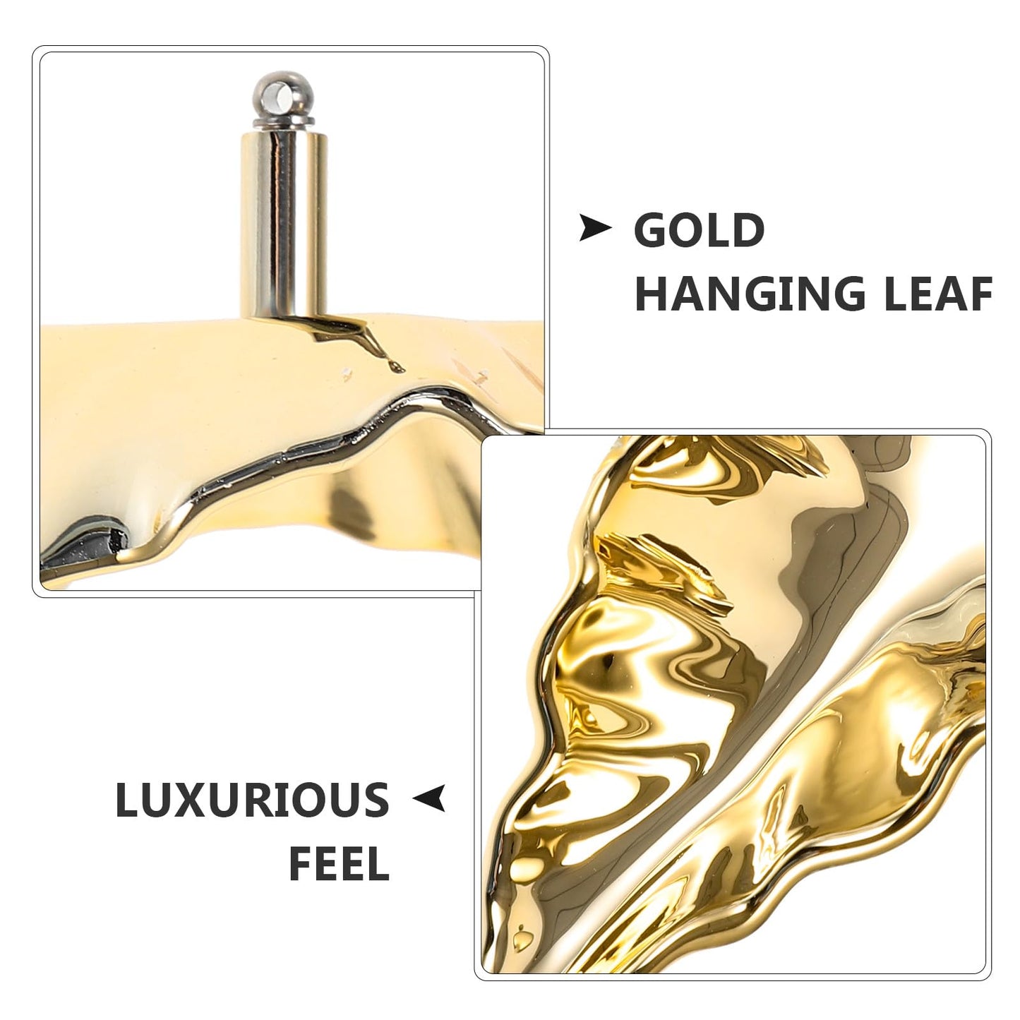 HOODANCOS Creative Gold Small Electroplated Plastic Leaf Hanging Ornament for Ceiling Home Decor Indoor Pendant Decoration