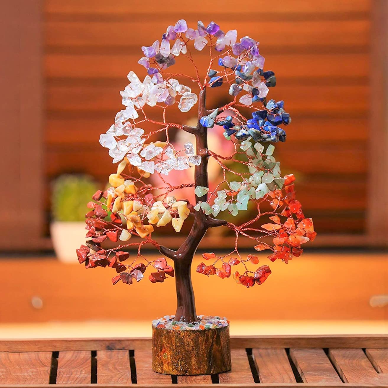 Crocon® Seven Chakra Crystals Tree of Life, Gifts for Women, Men, Sister & Mom, Desk Decor Birthday Gifts, Money Tree Healing Crystals Women Gift Ideas, Housewarming Gift New Home, Sister Presents