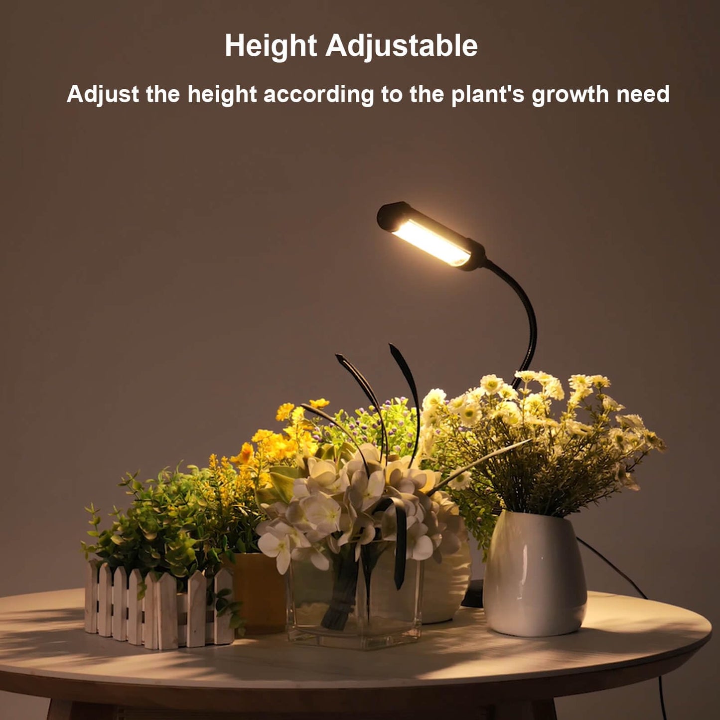 JSYBOY Grow Light for Indoor Plants Plant Lamp for Seedings Succulents Bulbs Full Spectrum Gooseneck Small Plants Growing, Auto On/Off Timing & 5 Dimming (Without USB Plug)