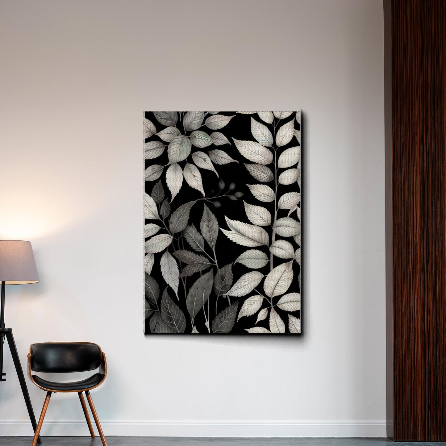 Canvas Print Scandinavian Folk Art Black and Beige Abstract Botanical Wall Art for Scandinavian Home Decor Decor Canvas, Wall