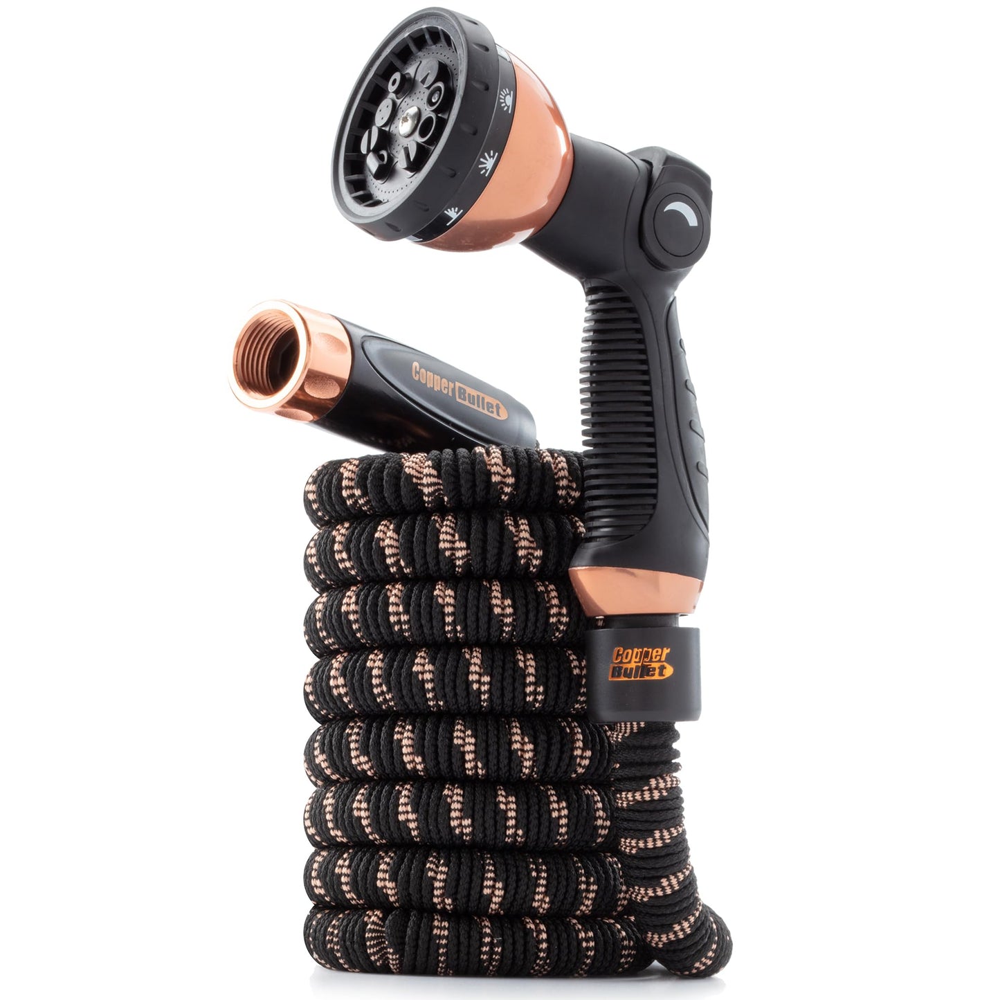 Pocket Hose 25 FT Copper Bullet Expandable Garden Hose w/10 Pattern Thumb Spray Nozzle AS SEEN ON TV 650psi 3/4 in Patented Lead-Free Ultra-Lightweight Solid Copper Anodized Aluminum