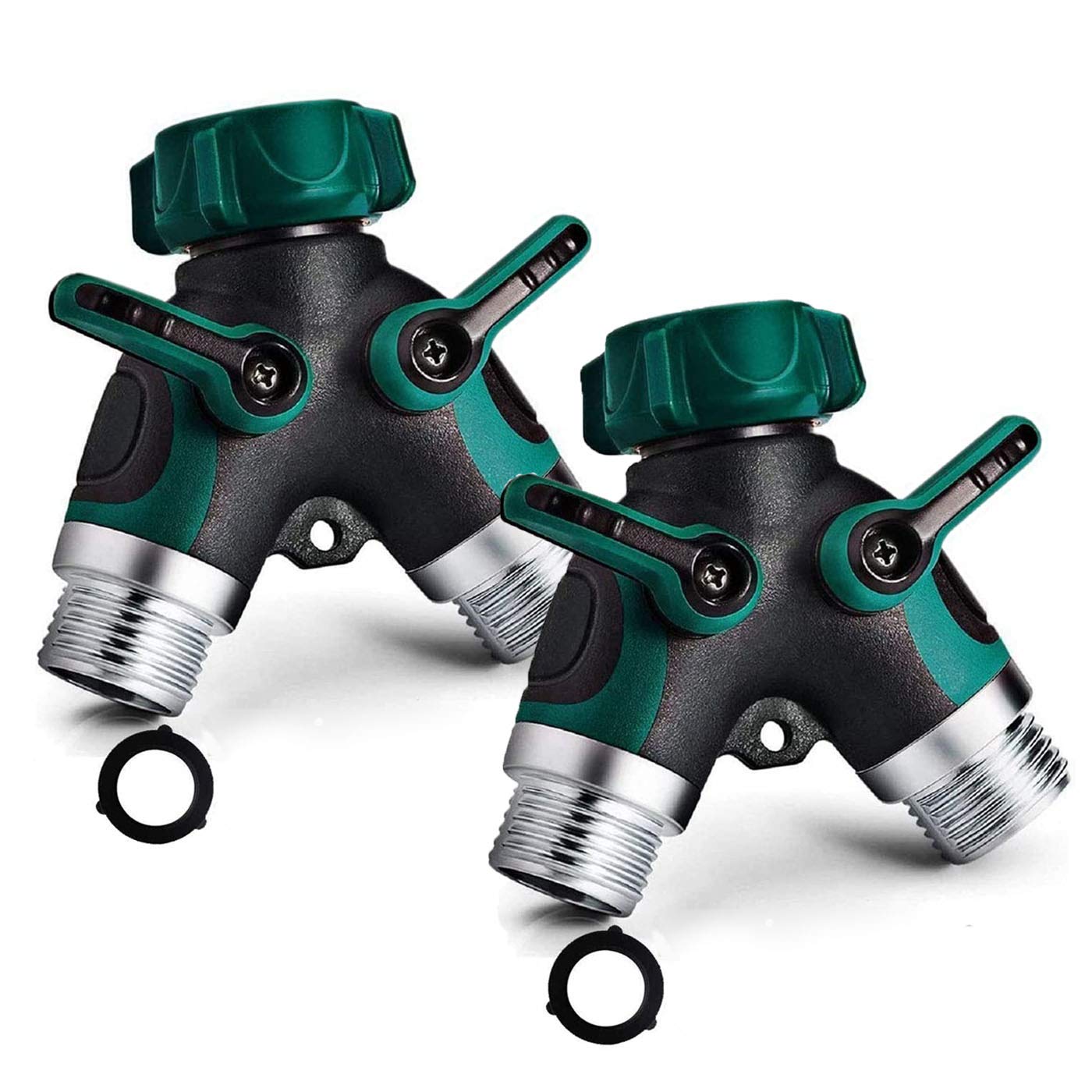 Zifoudvs 2 Way Y Hose Splitter, Garden Hose Connector with Comfortable Rubberized Grip with Outdoor Faucet, 3/4-inch (2-Packs)