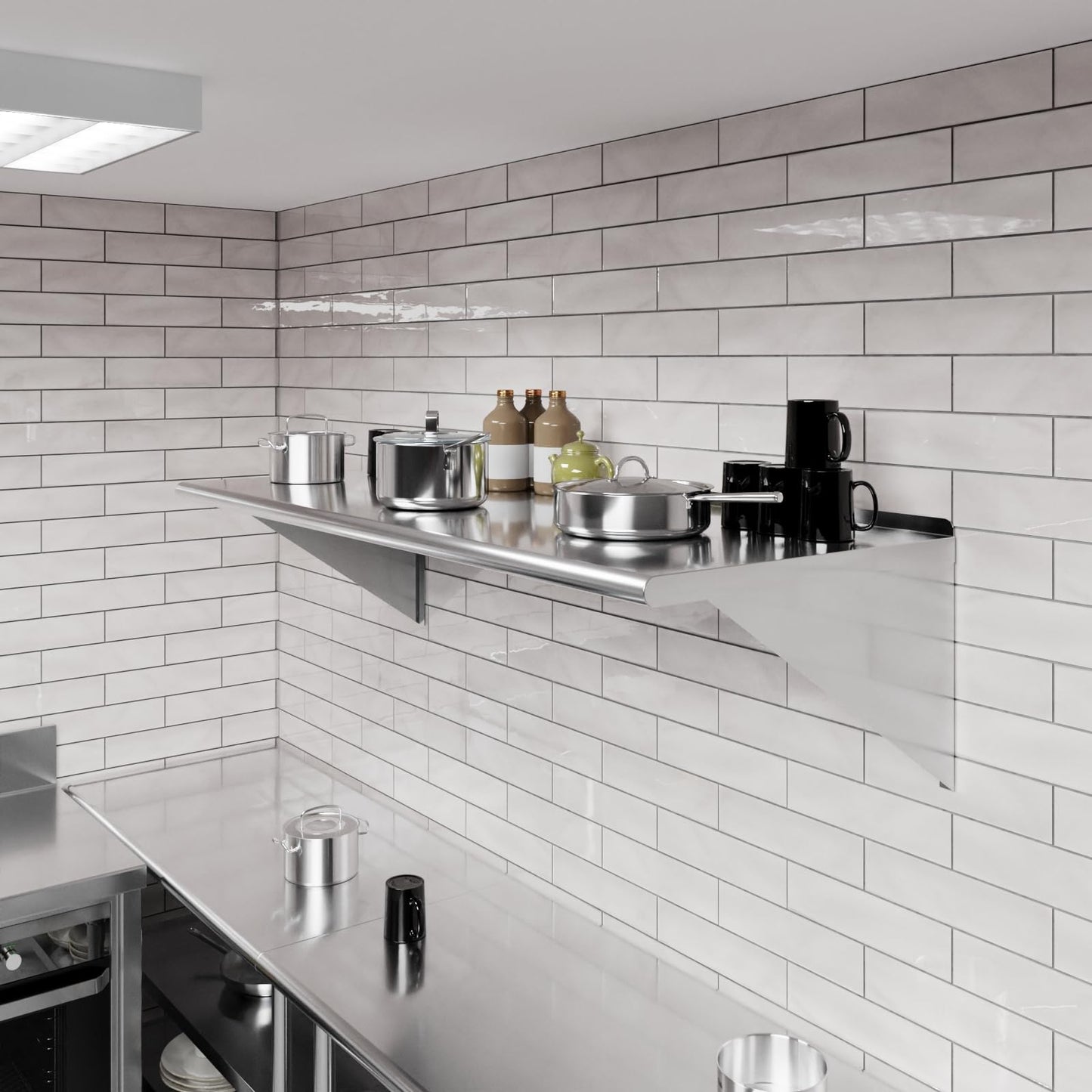 AmGood 24 in. x 60 in. Stainless Steel Wall Shelf | NSF | Metal Shelving | Garage, Laundry, Storage, Utility Room | Restaurant, Commercial Kitchen