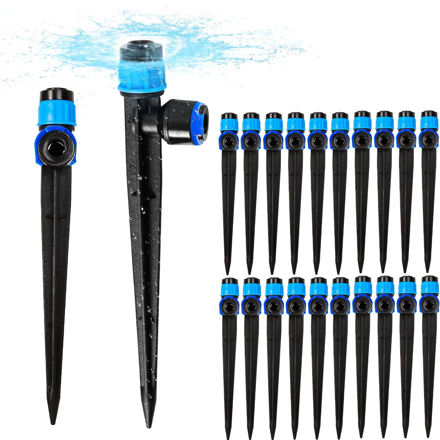 YAIRMIS 20PCS 1/4 inch Tubing Drip Irrigation Emitters Sprayer,360 Degree Drip Emitter Sprayer with Stake, Irrigation Dripper Sprinklers for Drip Irrigation System