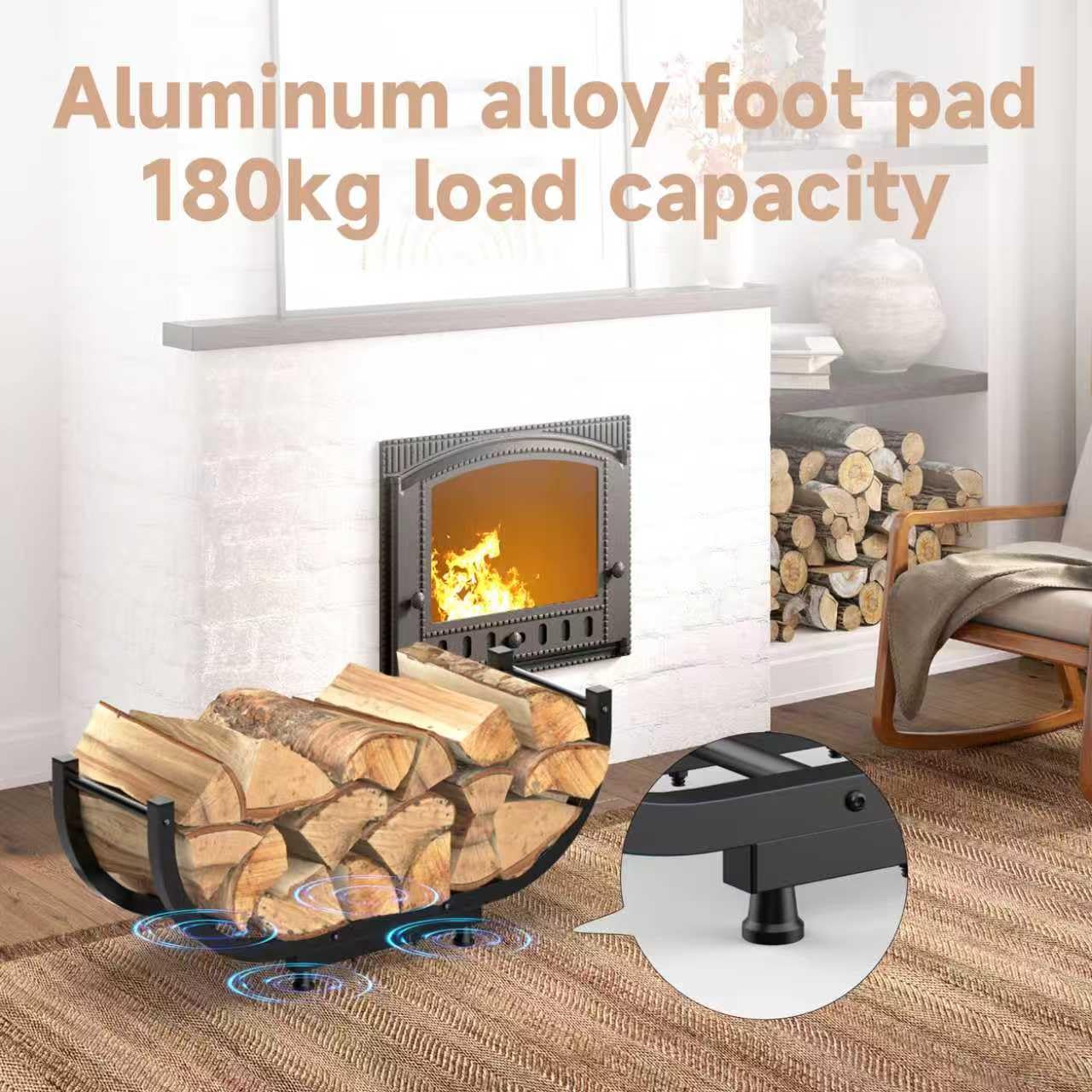 WiwiIron Firewood Rack Outdoor, 29 inch, Firewood Storage Holder Indoor, Log Holders for Firewood
