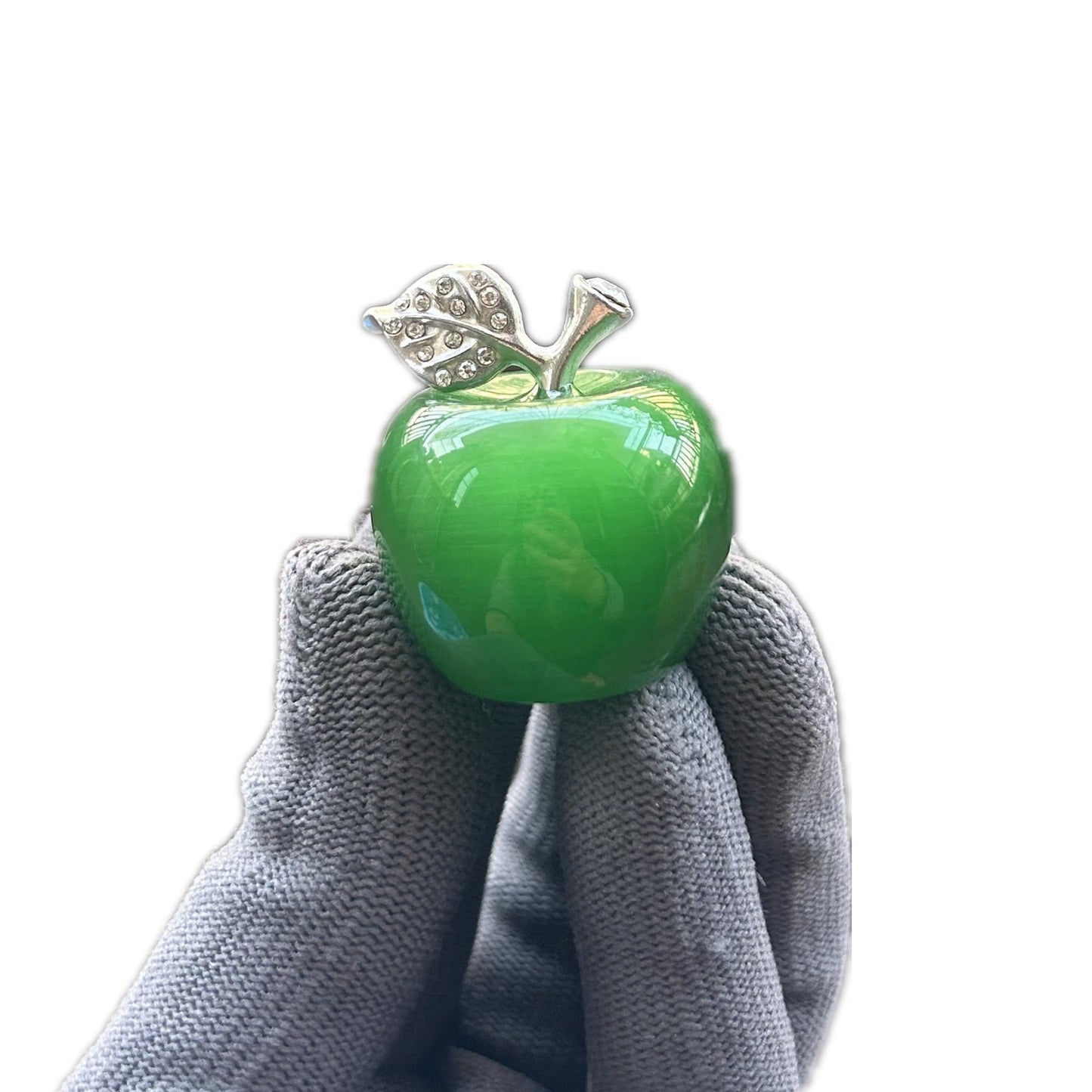 Sunshcat Green Cat's Eye Stone 1.18 Inchs Apple Crystal and Healing Stone Statues,Room Decoration Christmas Decorations Thanksgiving Gifts Office Gifts Collectibles