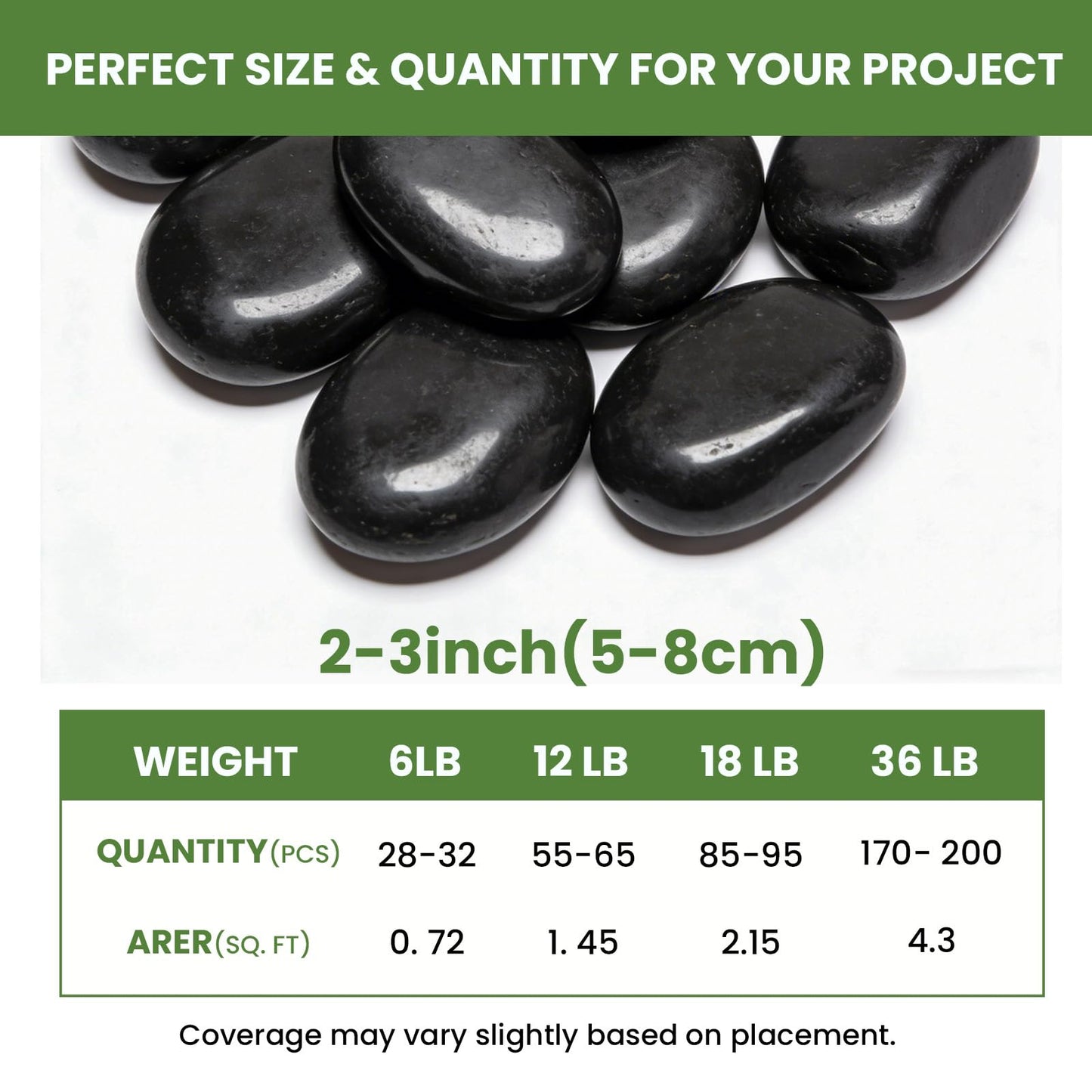 Mengdewei 12 lbs Black River Rocks for Landscaping, 2-3 Inch Polished Pebbles for Garden, Decorative Stones for Plants, Succulents, Aquarium, Fish Tank, Outdoor Yard Walkways & Paving