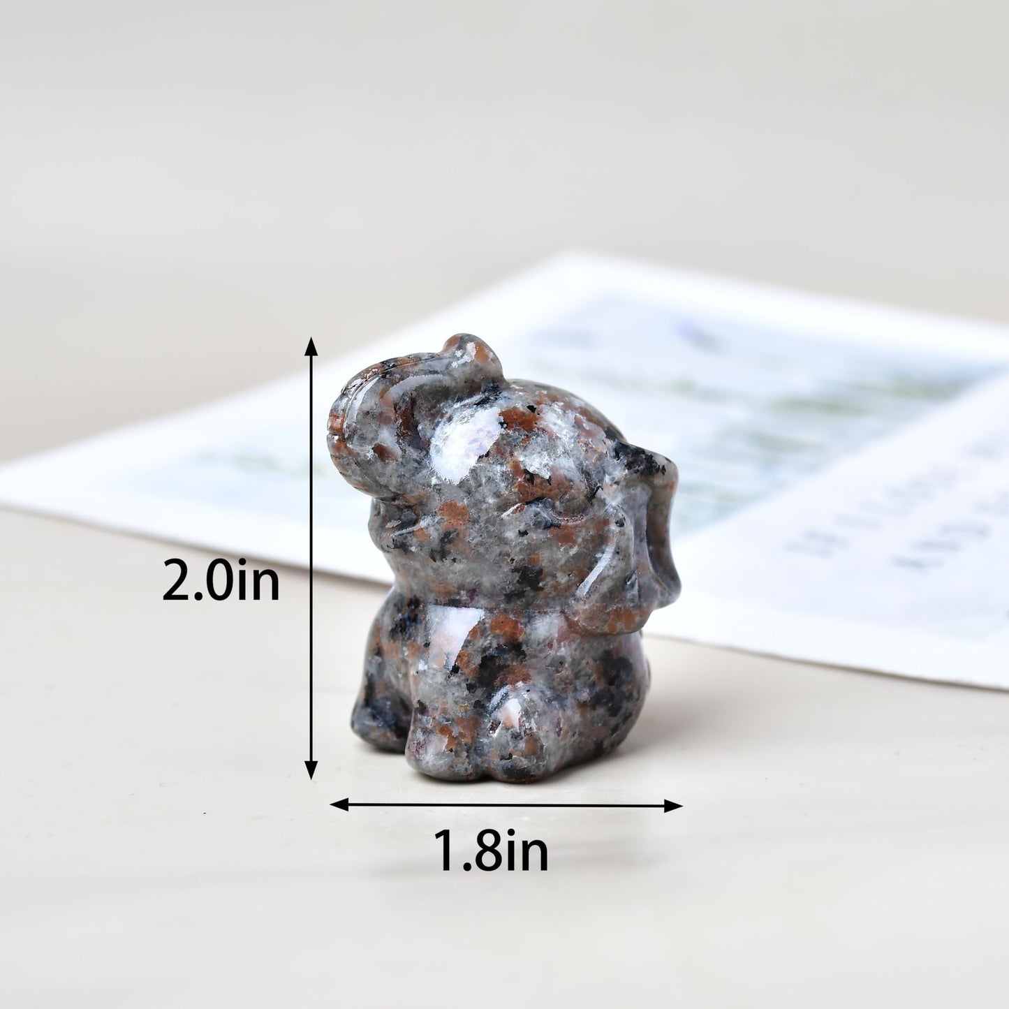 DZJXBZhu Flaming Stone Elephant Crystal Statue Healing Crstal Meditation Pocket Figurine Statue Natural Gemston Hand Carved Polished Home Room Office Desk Decoration Gift Collect